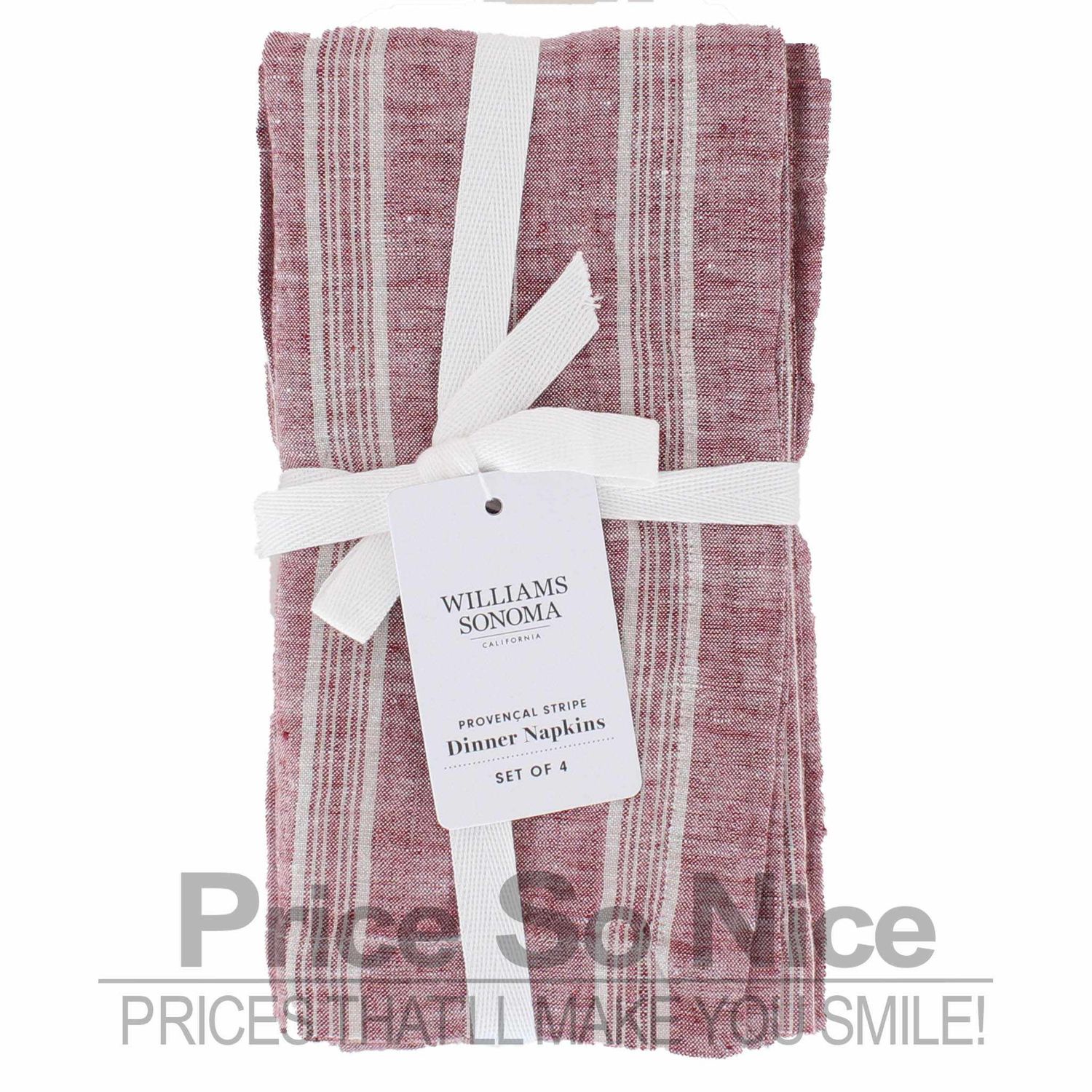 Williams Sonoma Provence Stripe Napkins, Set of 4 MSRP $50