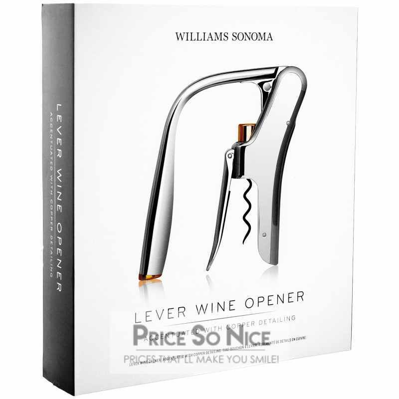 Williams Sonoma Wine Lever Wine Opener - Chrome with Copper Accents MSRP $110