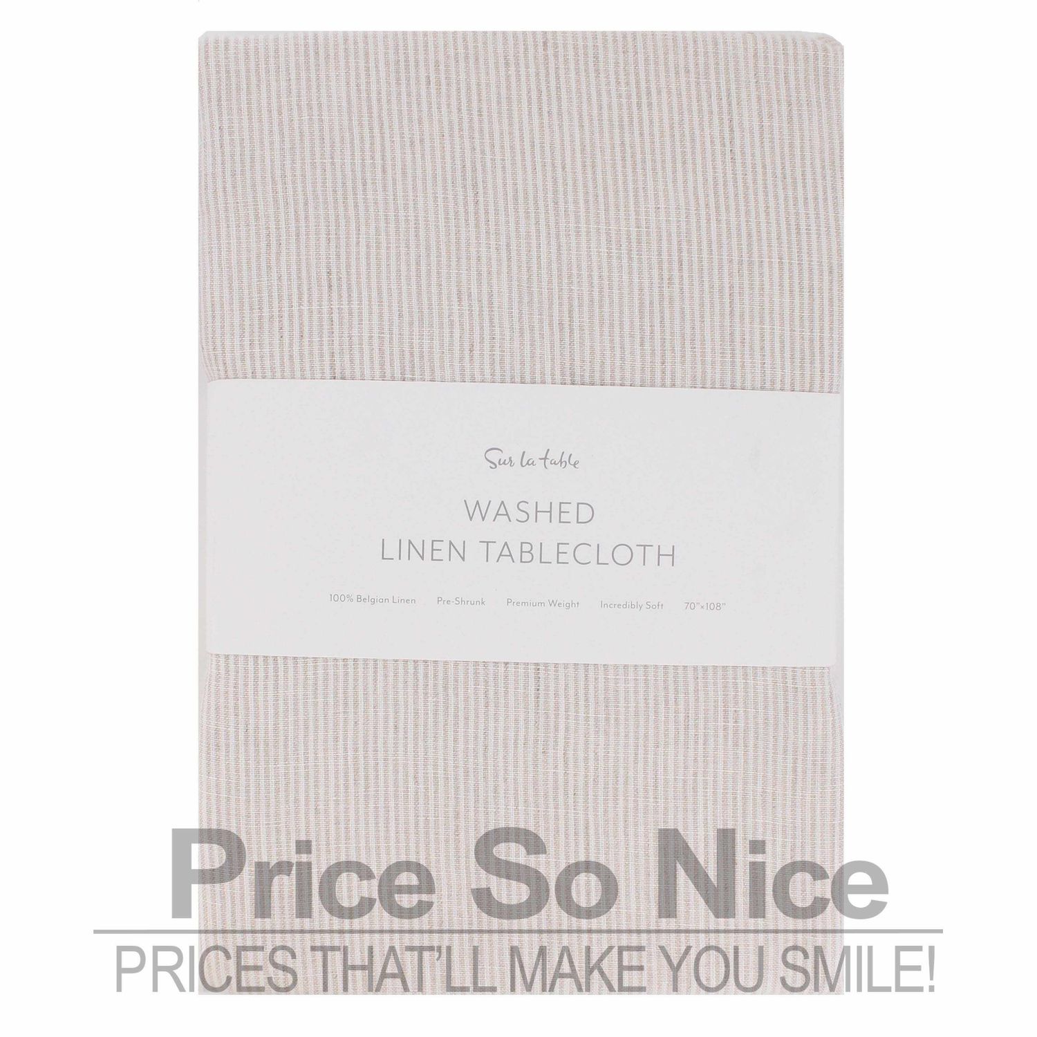 Sur La Table Natural Stripe Tablecloth - 70 x 108 MSRP $140