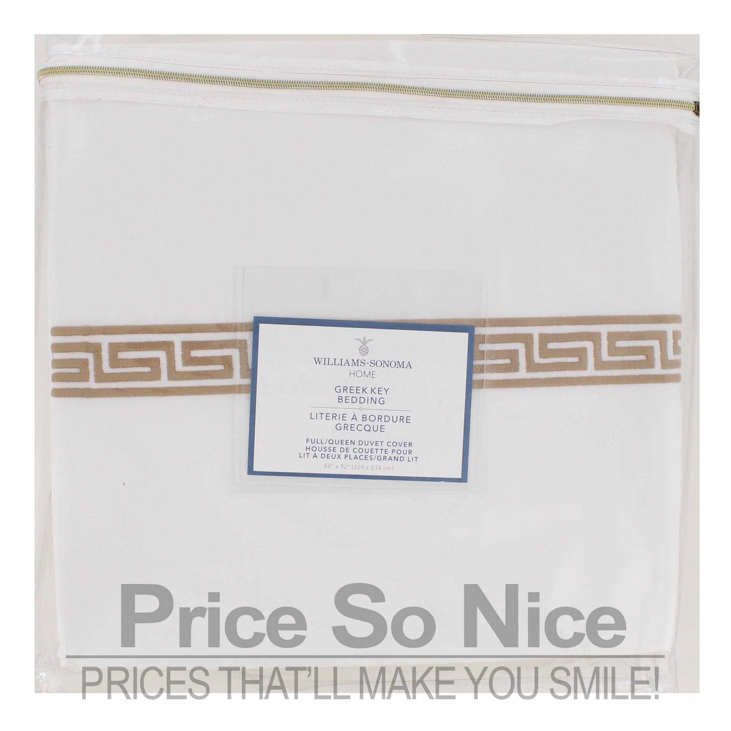 Williams Sonoma Home Greek Key Bedding Full/Queen Duvet Cover MSRP $349