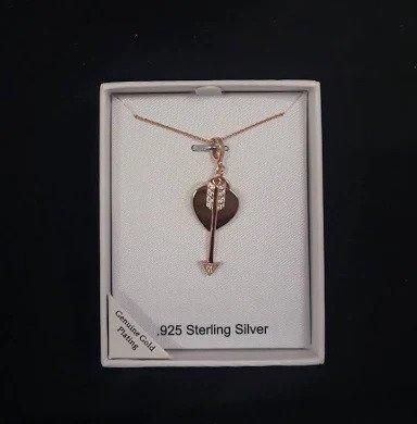 Things Remembered Sterling Silver Rose Gold Arrow Necklace