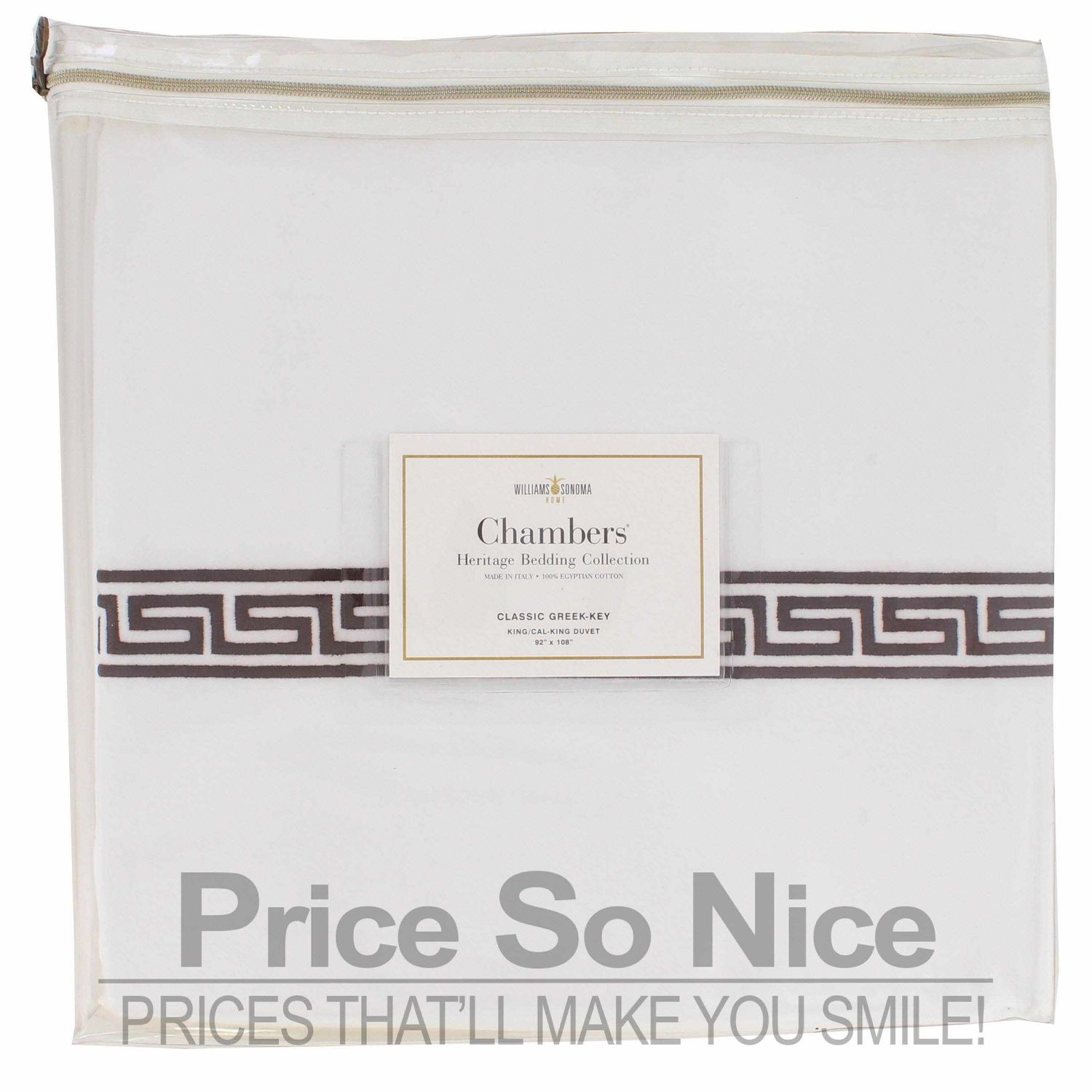 Williams Sonoma Chambers Heritage Classic Greek Key King / Cal Duvet MSRP $400