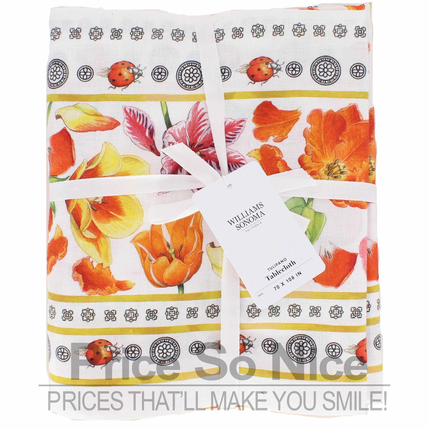 Williams Sonoma Tulipano Ladybug Tablecloth - 70 x 108 MSRP $170