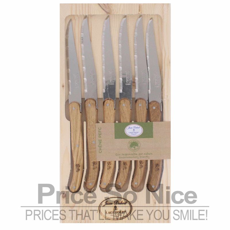 Jean Dubost Laguiole Real Oakwood PEFC Certified Steak Knives, Set of 6 MSRP $90