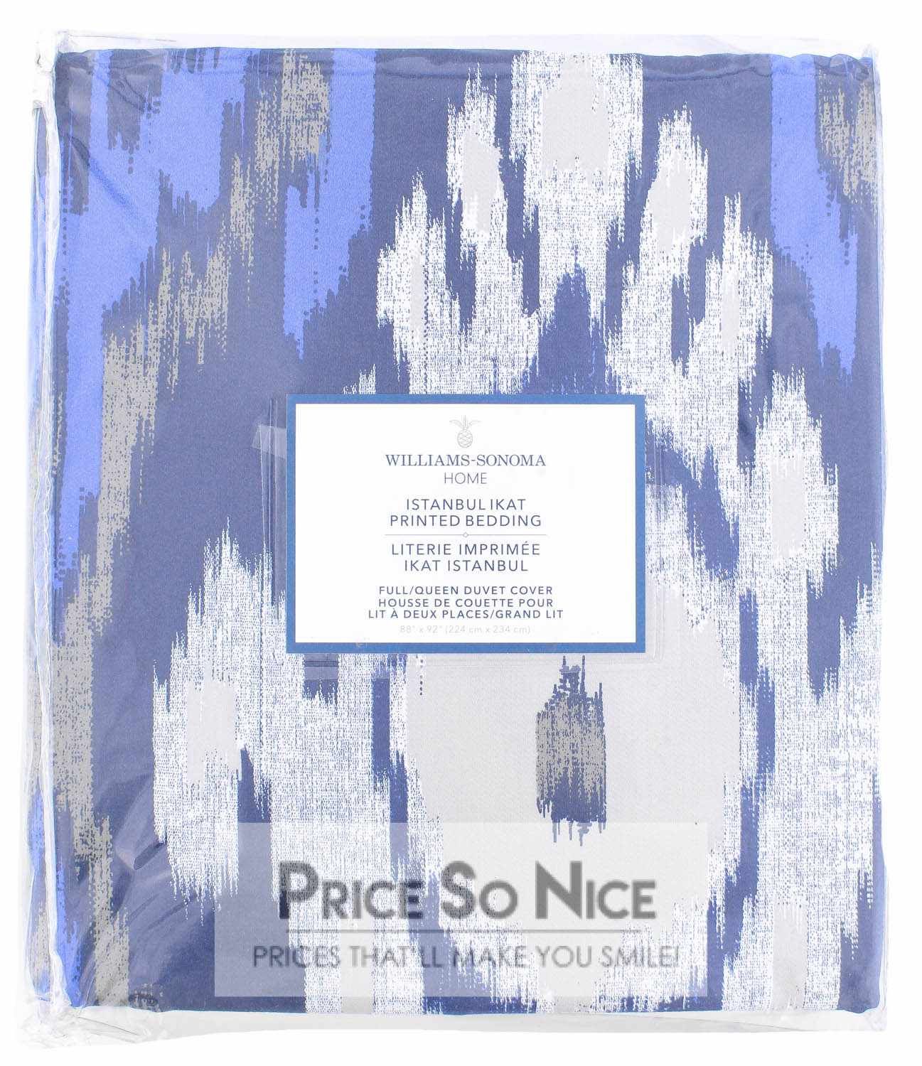 Williams Sonoma Ikat Embroidered Bedding Duvet Cover - Full/Queen MSRP $249