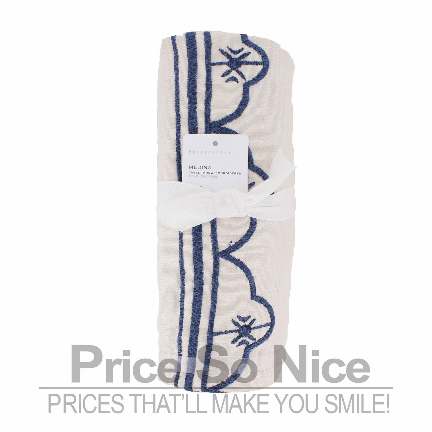 Pottery Barn Medina Embroidered Cotton Table Throw - 50x50 MSRP $129