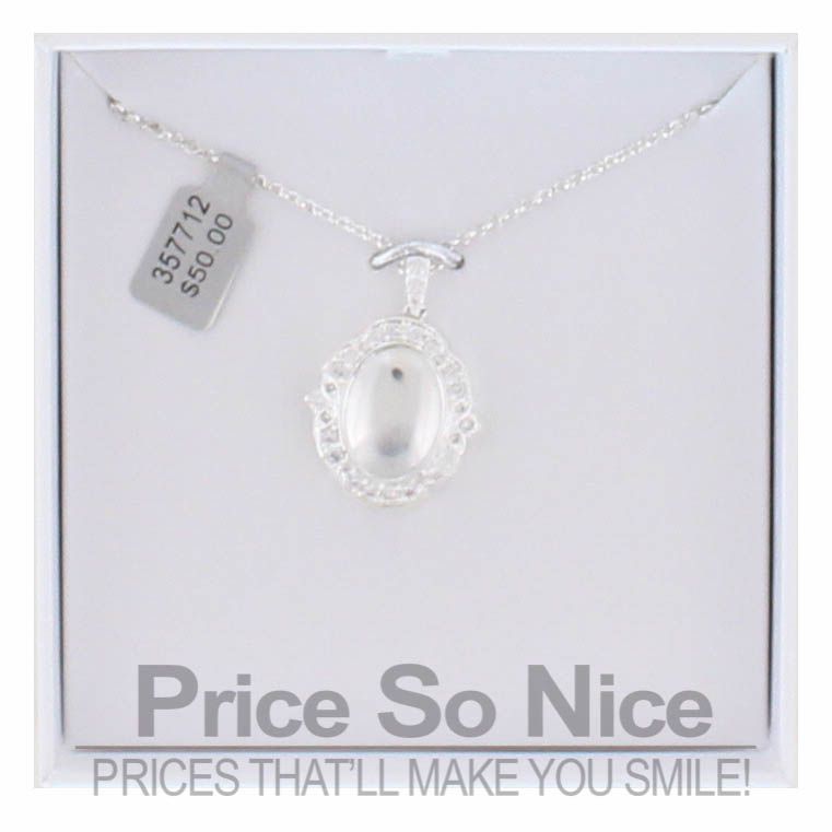 Tone Crystal Oval Locket Necklace