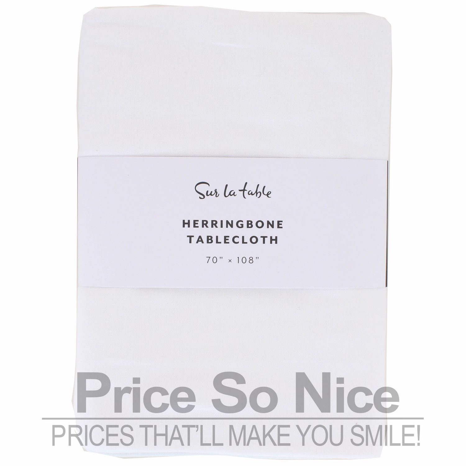 Sur La Table White Herringbone Tablecloth - 70 x 108 MSRP $80
