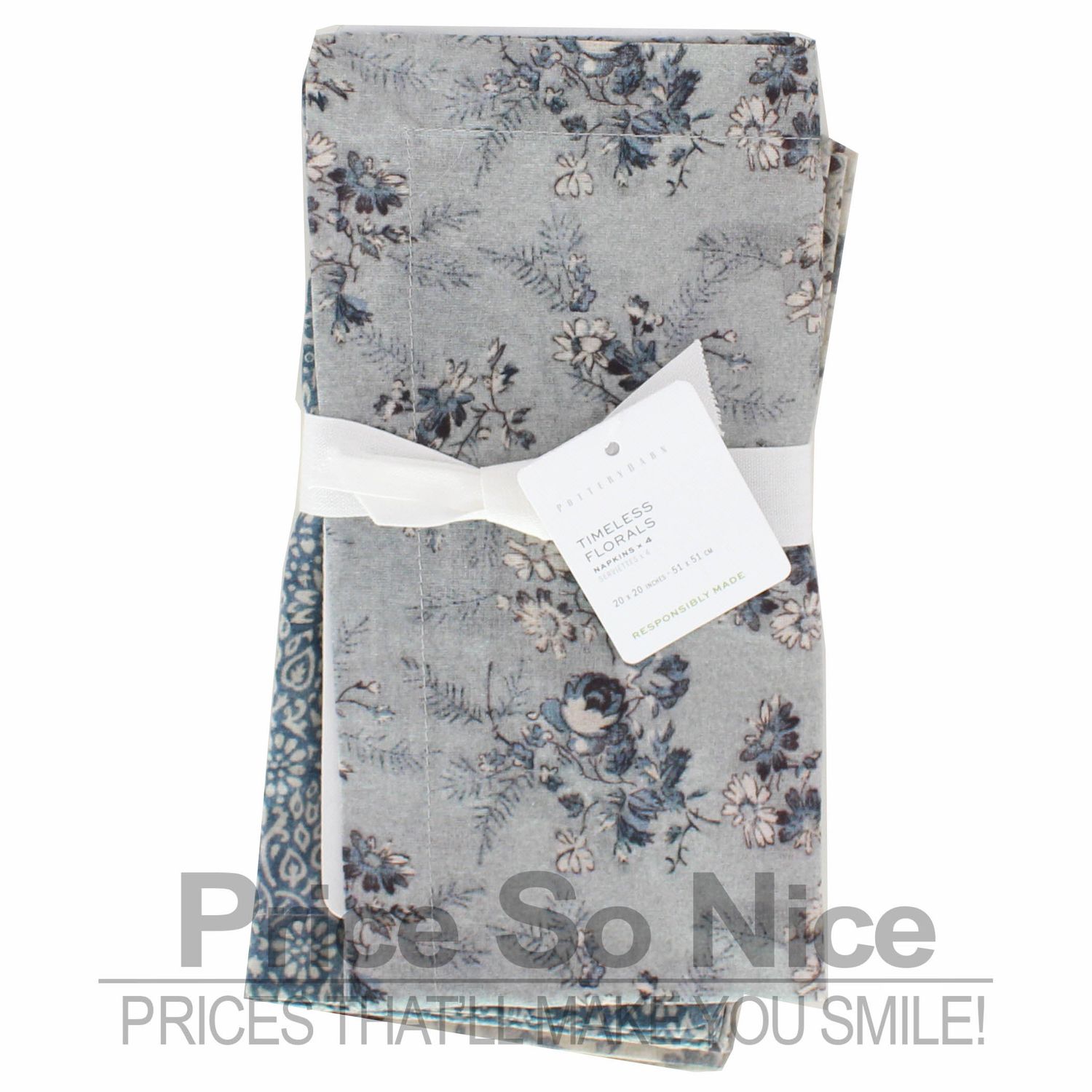 Pottery Barn Timeless Florals Napkins - Set of 4 MSRP $48.00