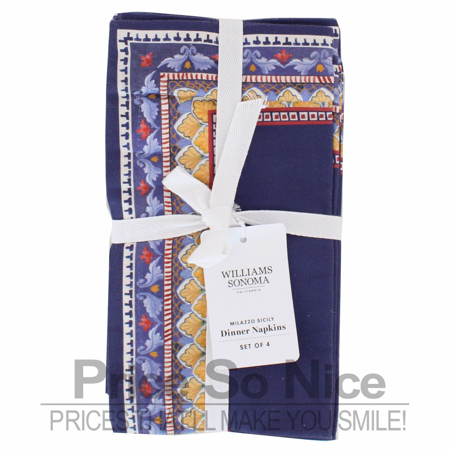 Williams Sonoma Milazzo Sicily Napkins, Set of 4, MSRP $50