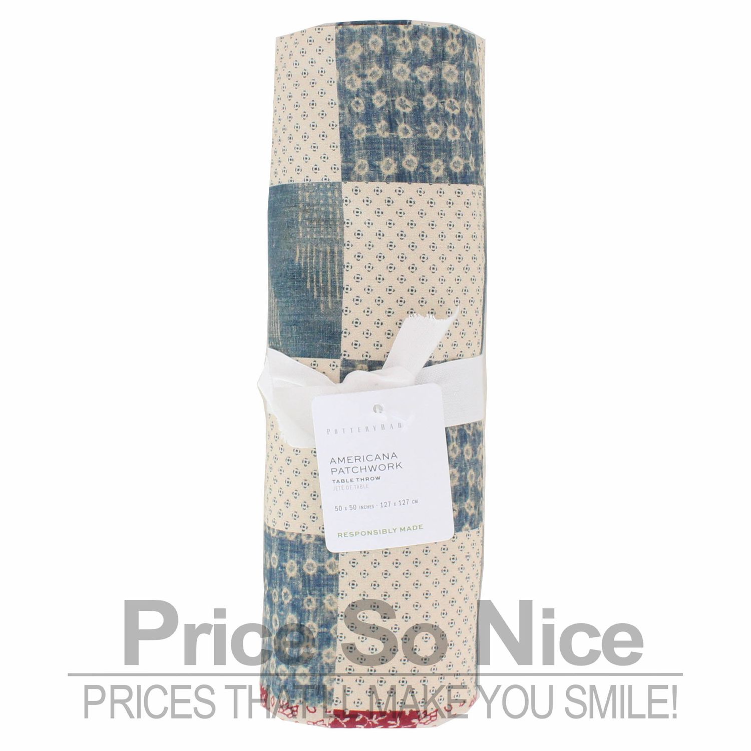 Pottery Barn Americana Patchwork Throw - 50x50&quot; MSRP $129