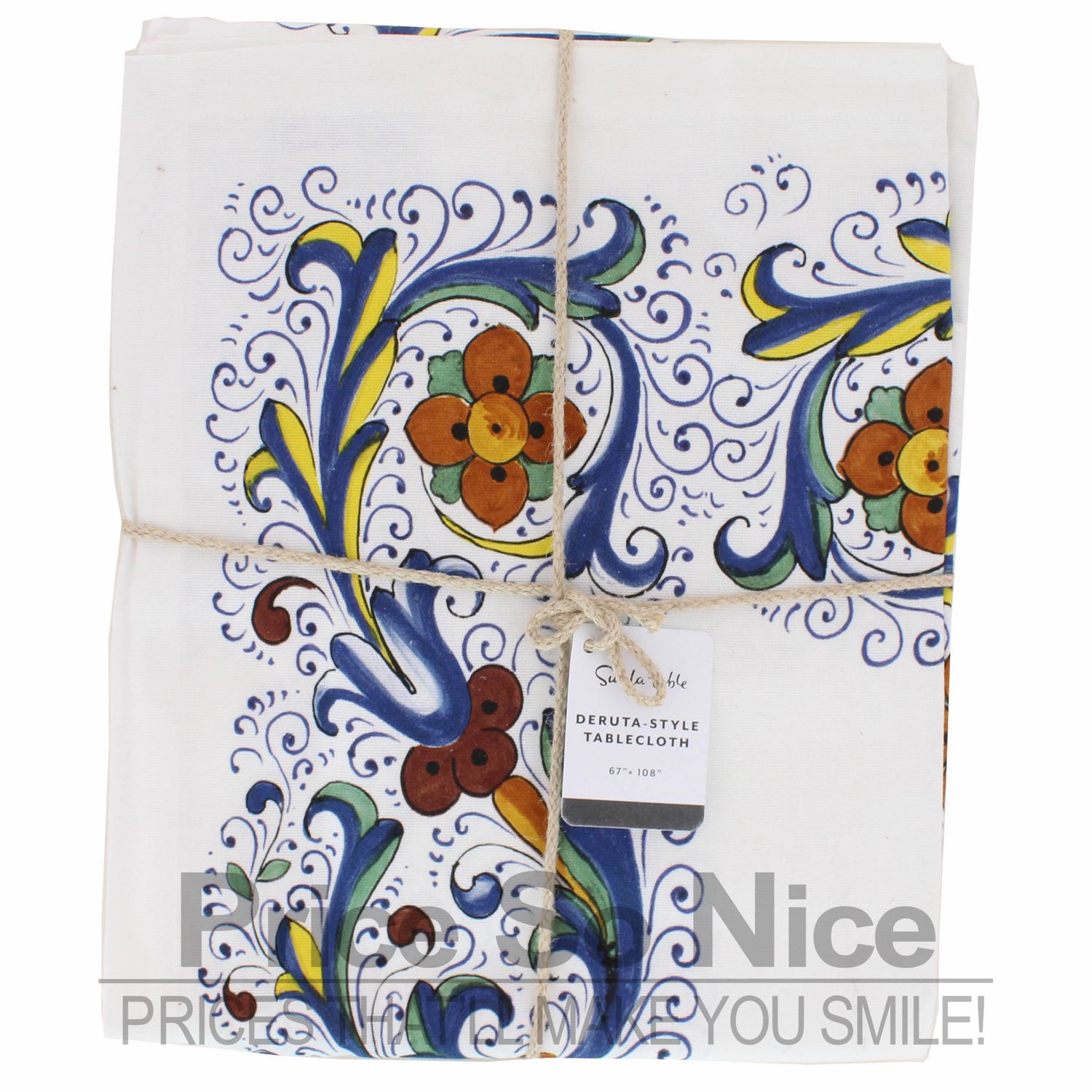Sur La Table Deruta Style Tablecloth 67&quot; x 108&quot; MSRP $140