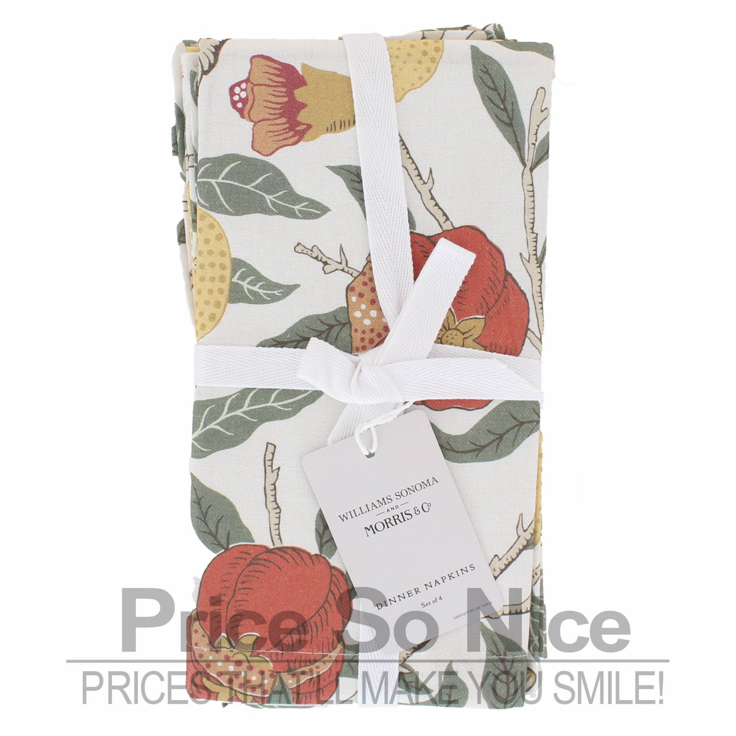 Williams Sonoma x Morris &amp; Co. Golden Fruit Napkins, Set of 4 MSRP $50