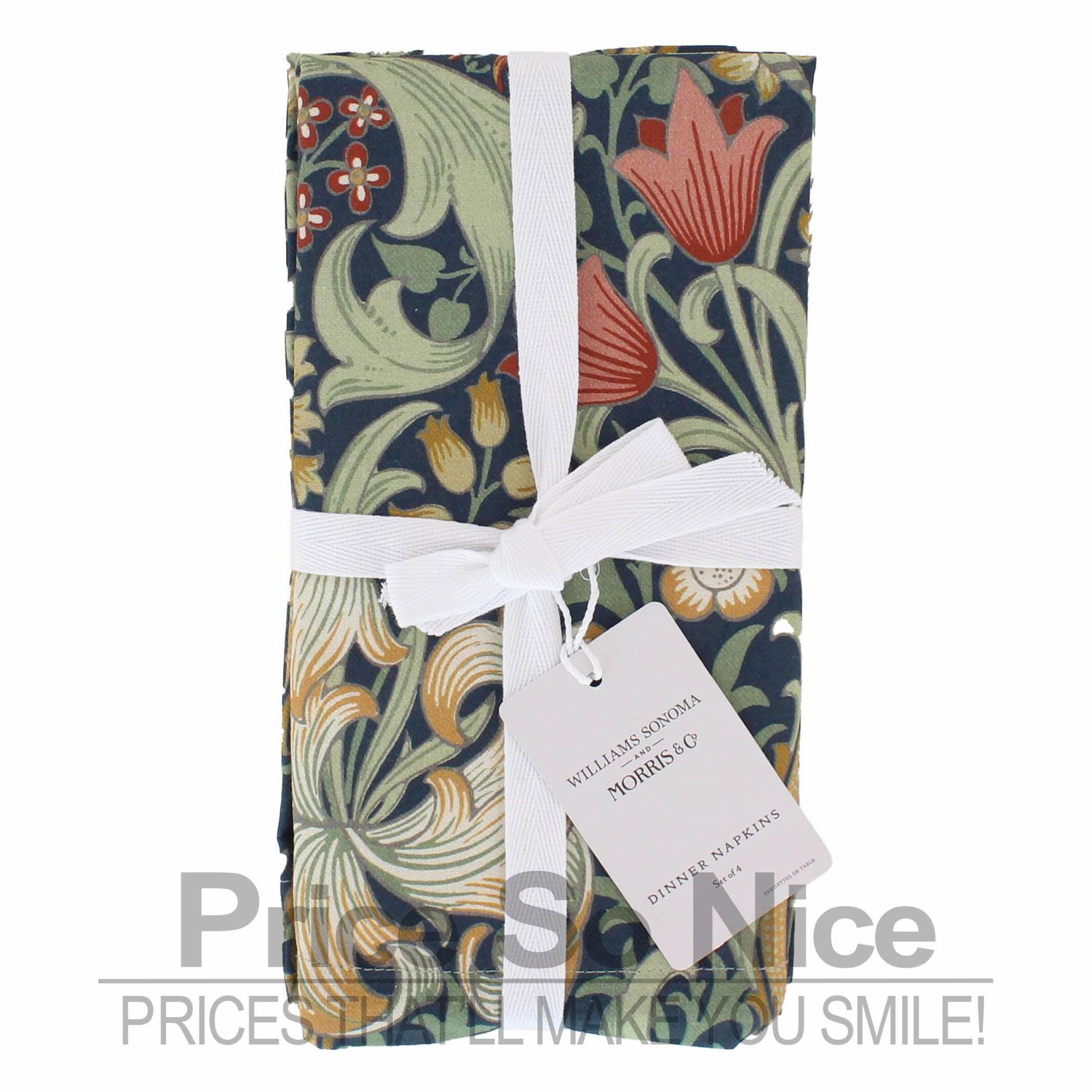 Williams Sonoma x Morris &amp; Co. Golden Lilly Napkins, Set of 4 MSRP $50