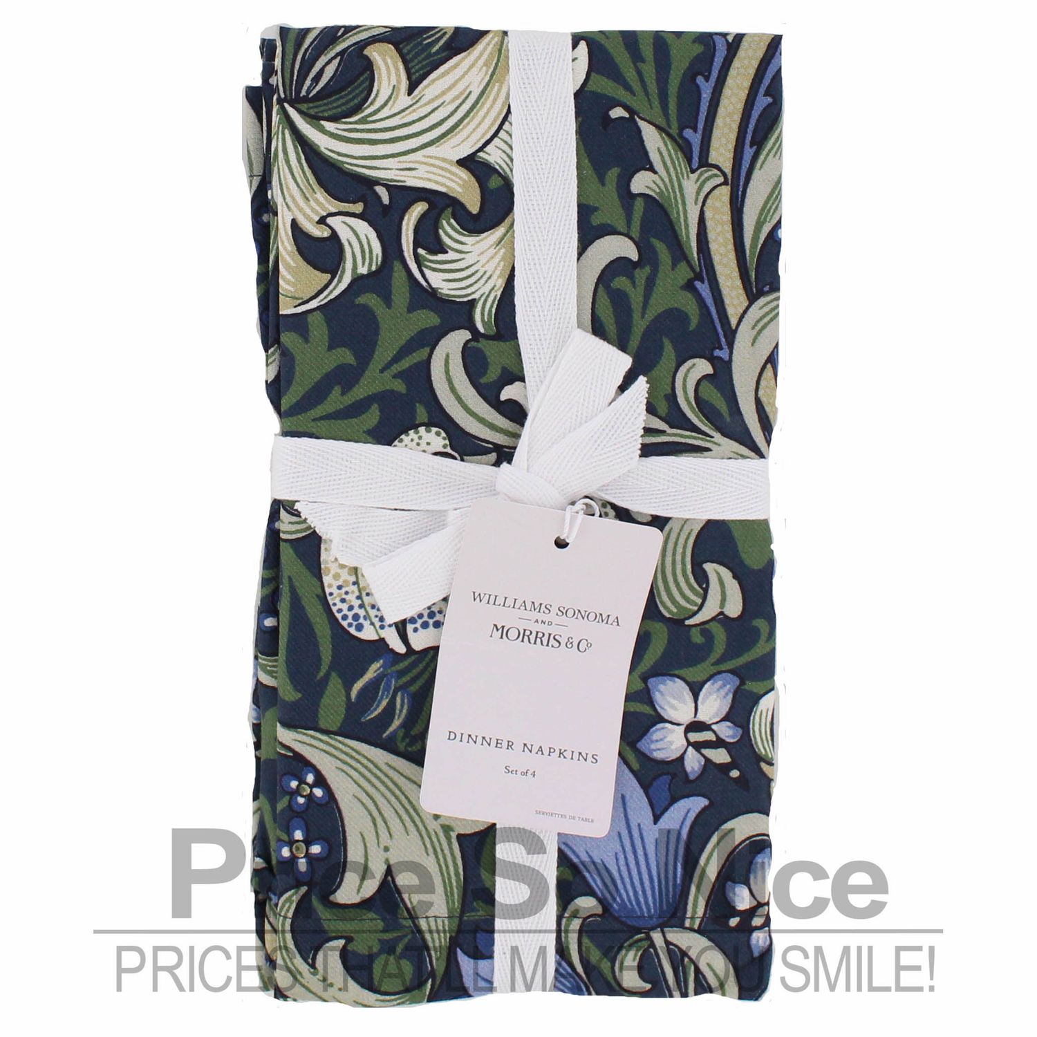 Williams Sonoma x Morris &amp; Co. Golden Lilly Blue &amp; Green Napkins, Set of 4