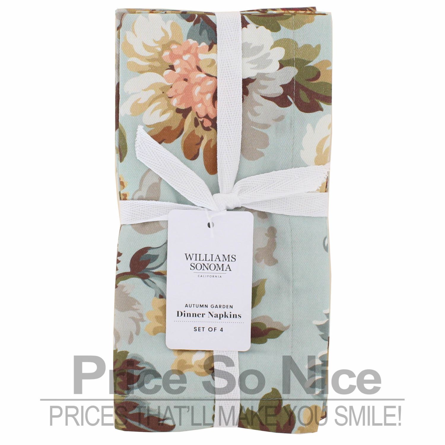 Williams Sonoma Autumn Garden Dinner Napkins, Set of 4 MSRP $60