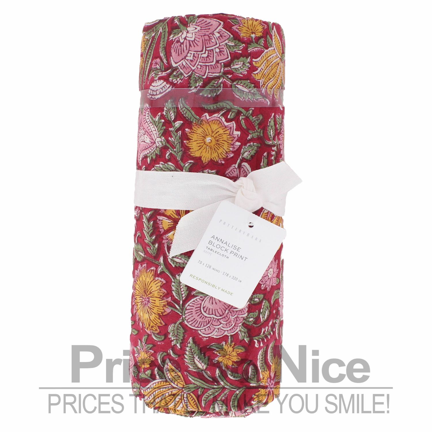Pottery Barn Annalise Block Print Tablecloth MSRP $129