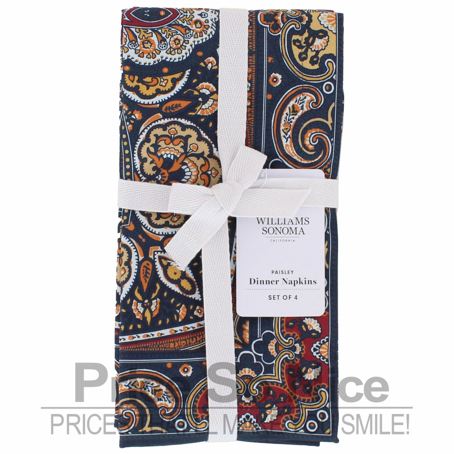 Williams Sonoma Paisley Dinner Napkins, Set of 4, MSRP $55
