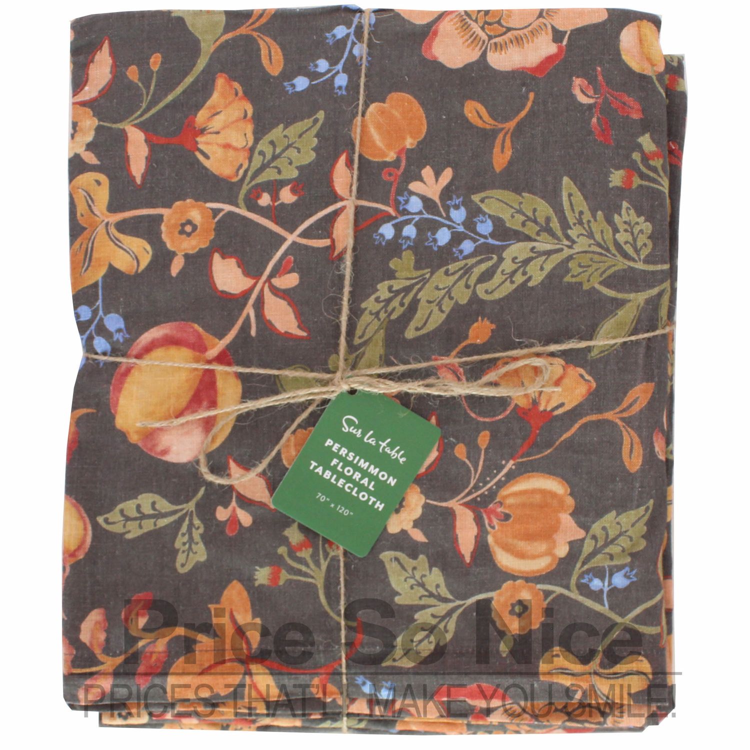 Sur La Table Persimmon Floral Tablecloth, 70&quot;x120&quot; MSRP $170