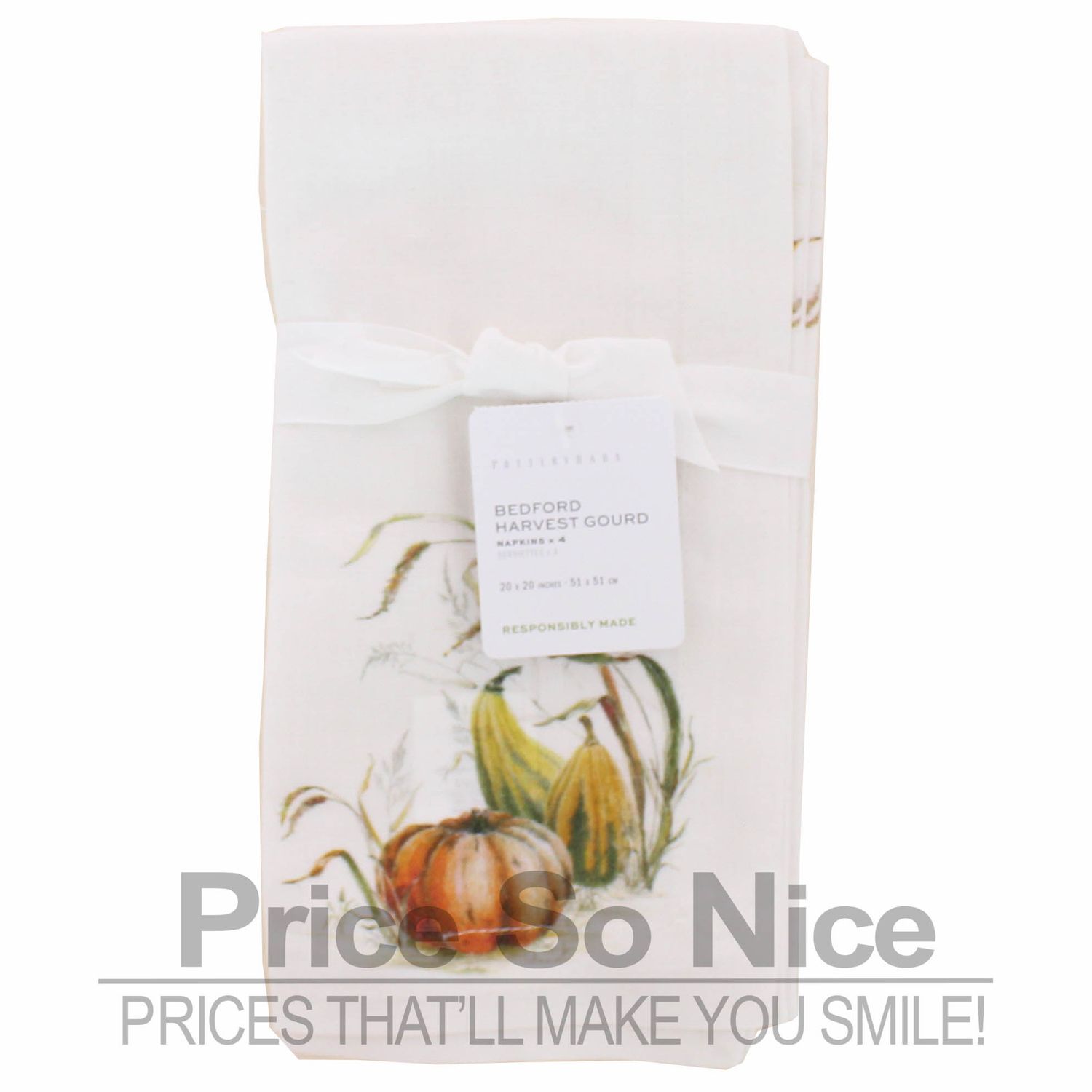 Pottery Barn Bedford Harvest Gourd Cotton/Linen Napkins - Set of 4 MSRP $48.00