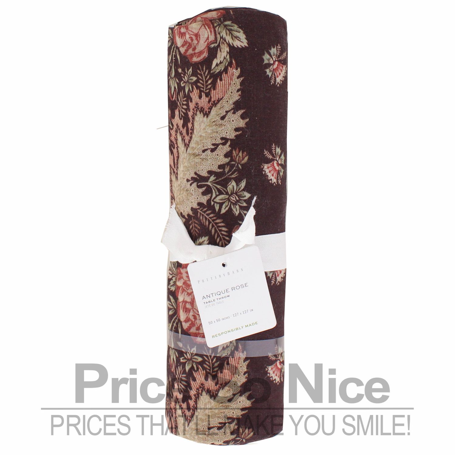 Pottery Barn Antique Rose Table Throw - 50x50&quot; MSRP $89