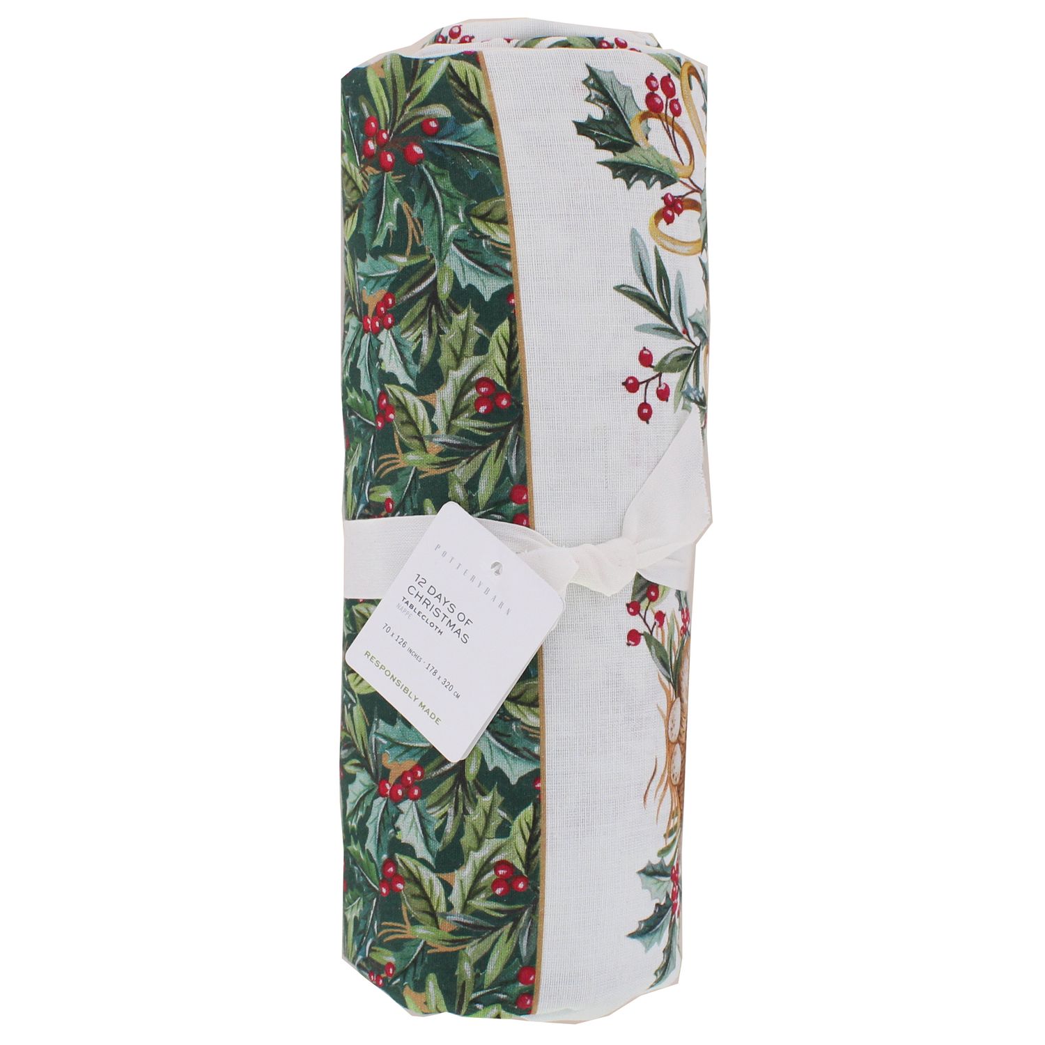 Pottery Barn 12 Days of Christmas 70x126 Tablecloth MSRP $149