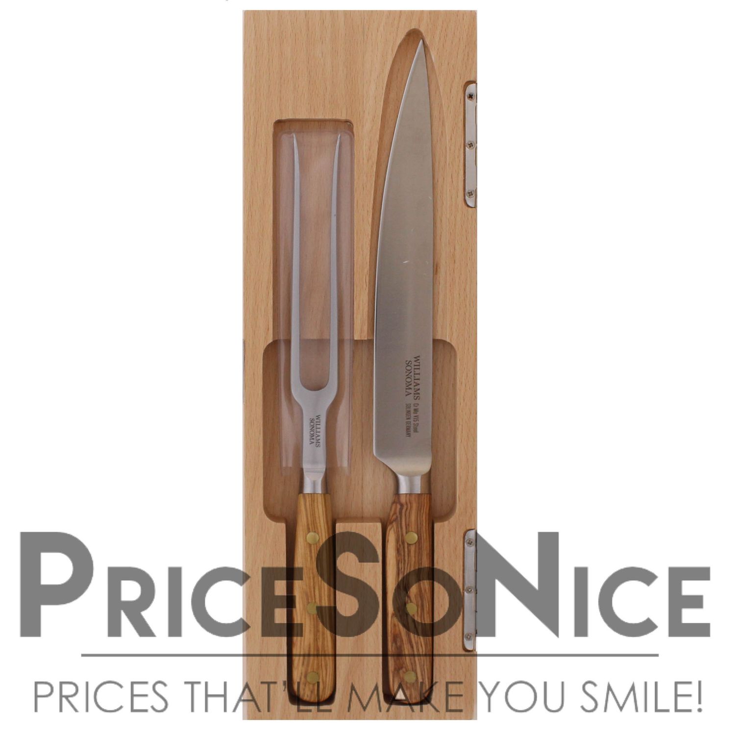Williams Sonoma Elite Olivewood Carving Set MSRP $200