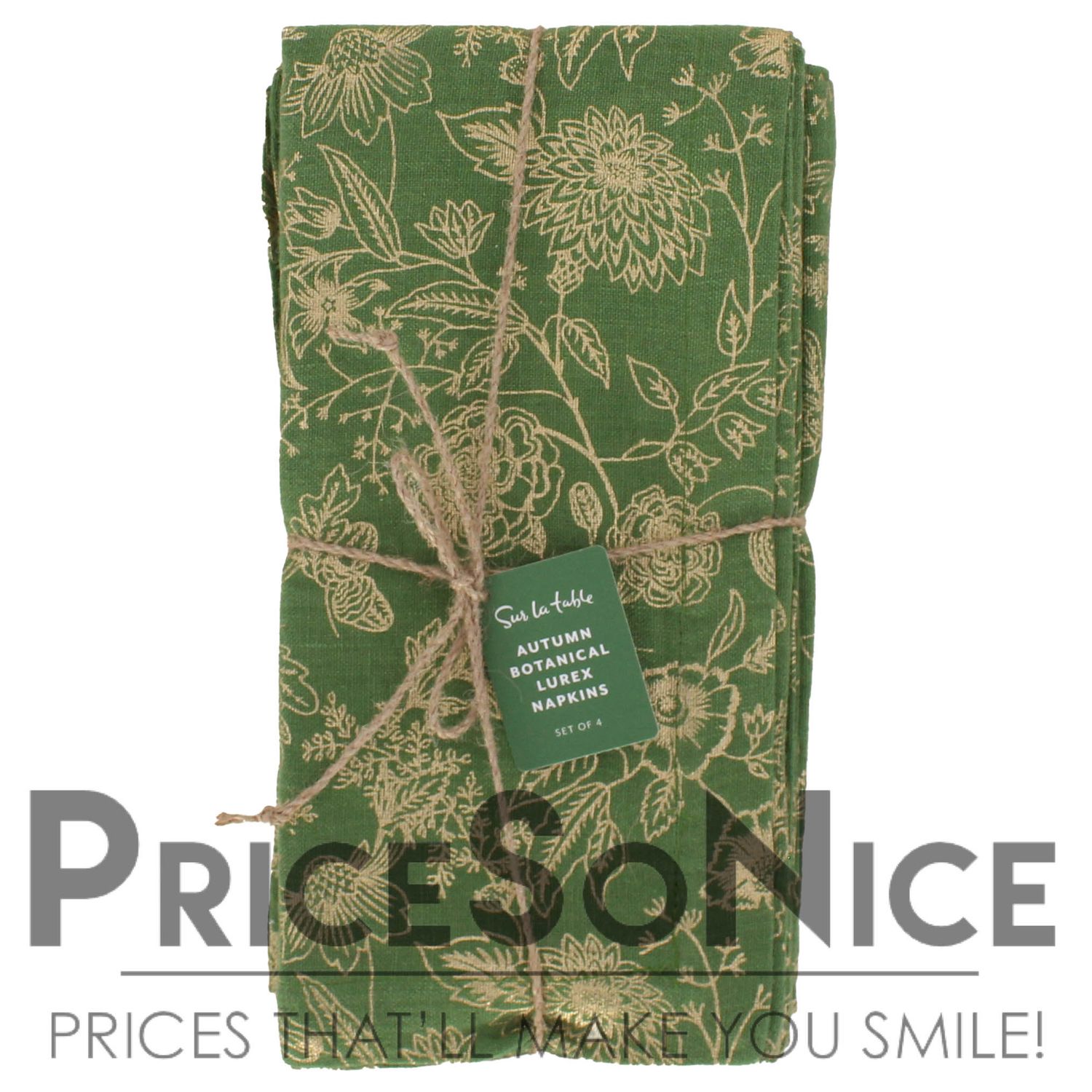 Sur La Table Autumn Botanical Lurex Napkins, Set of 4 MSRP $50