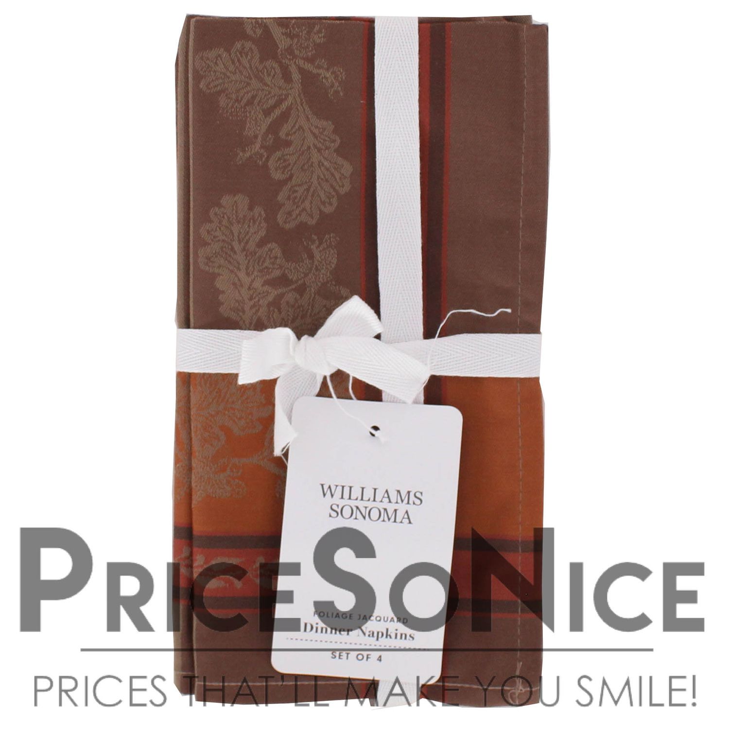 Williams Sonoma Foliage Jacquard, Cocoa, Napkins, Set of 4 - 20&quot; Square MSRP $60