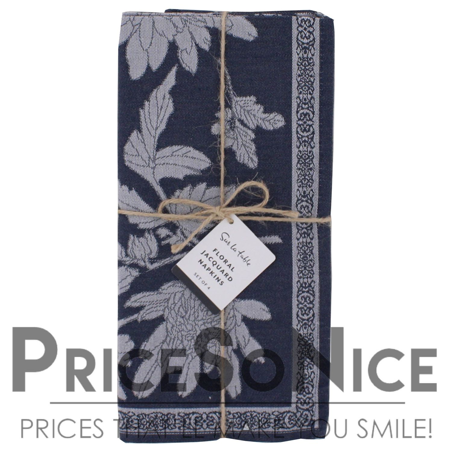 Sur La Table Floral Jacquard Blue Napkins, Set of 4 MSRP $35