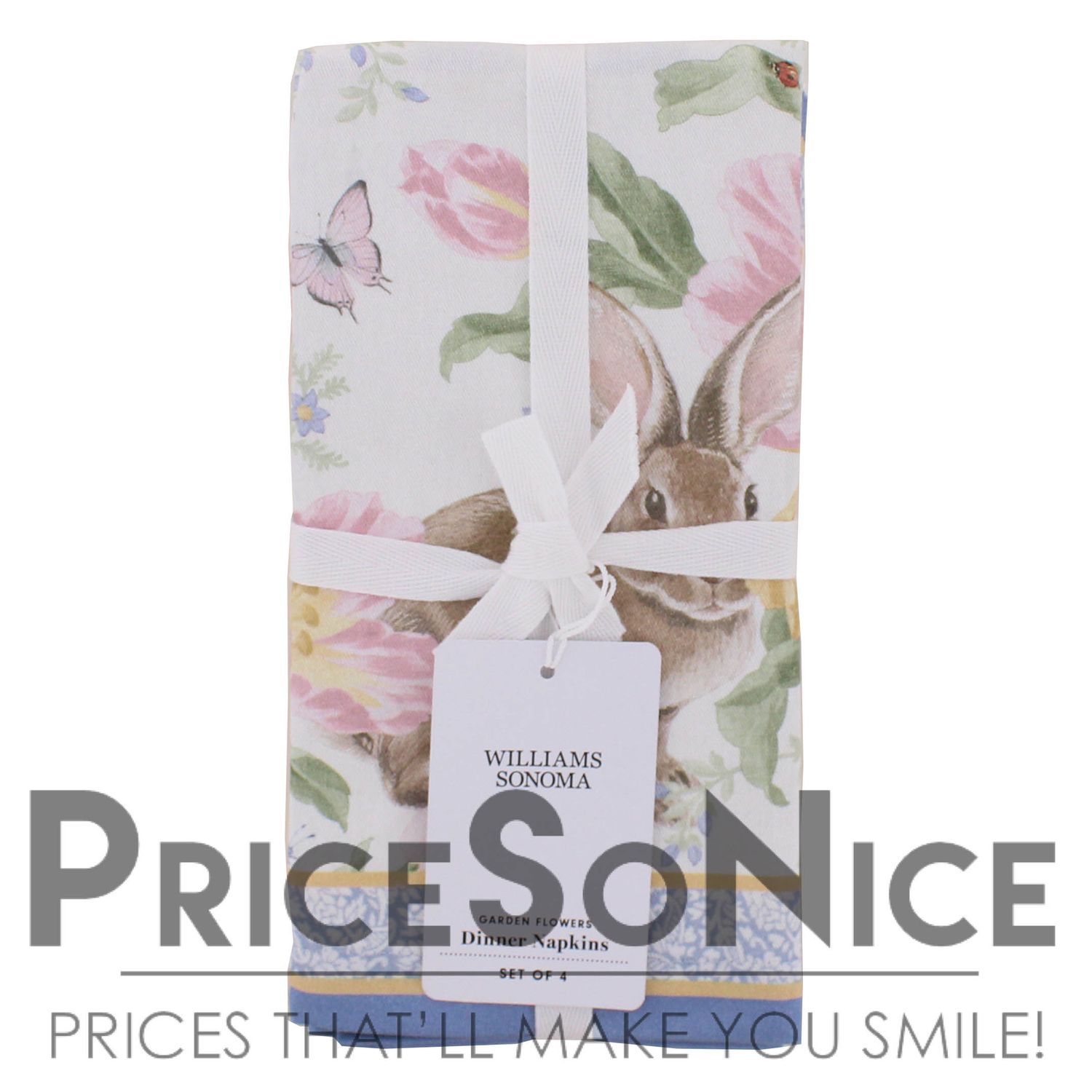 Williams Sonoma Garden Flowers Napkins, Set of 4 MSRP $50