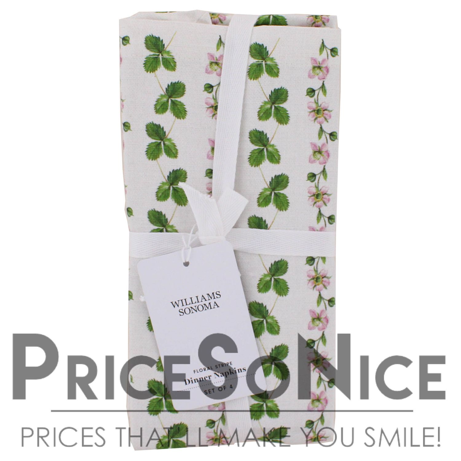 Williams Sonoma Daisy Floral Stripe Napkins, Set of 4, Set of 4 MSRP $50