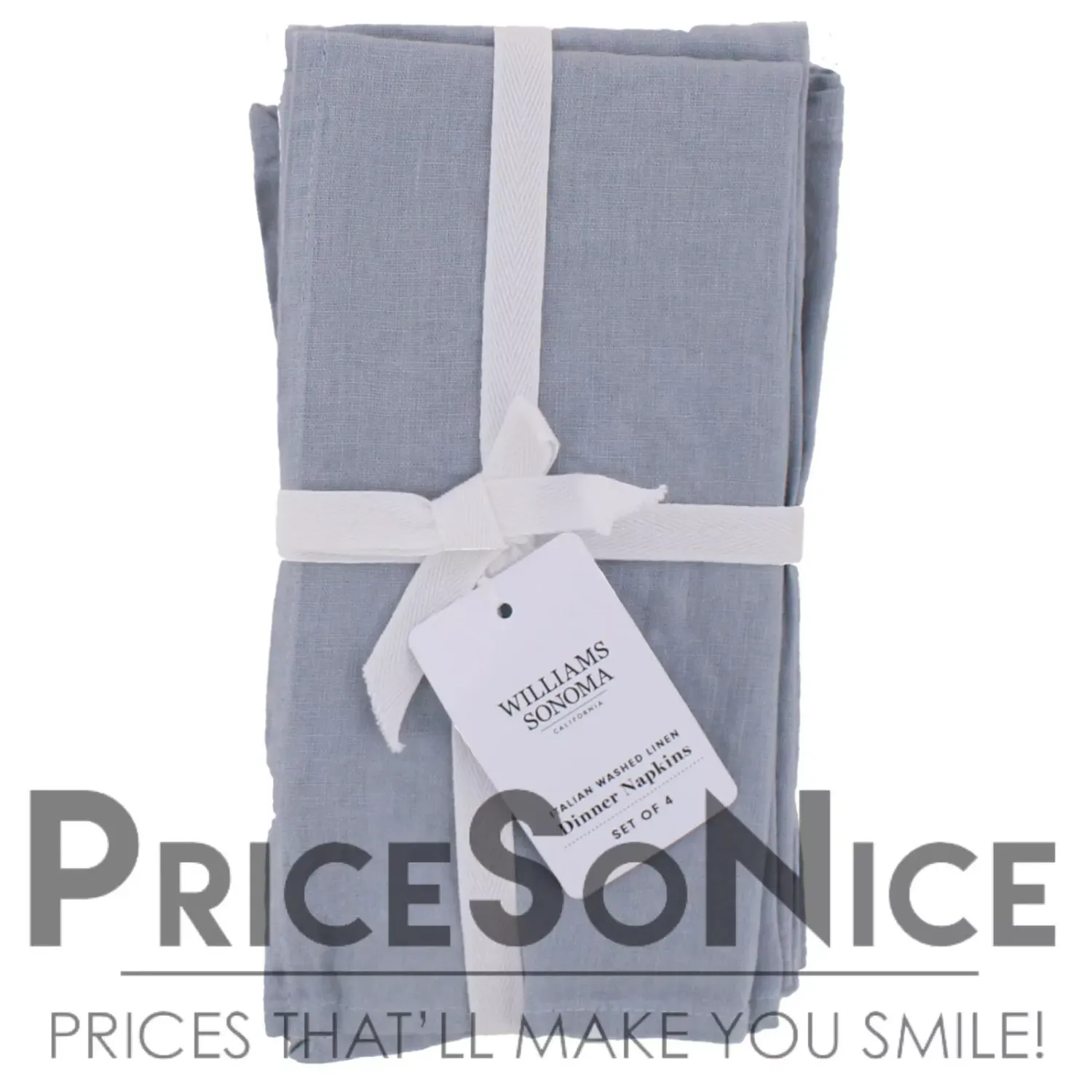 Williams Sonoma Italian Washed Linen Napkins, Grey, Set of 4 MSRP $55