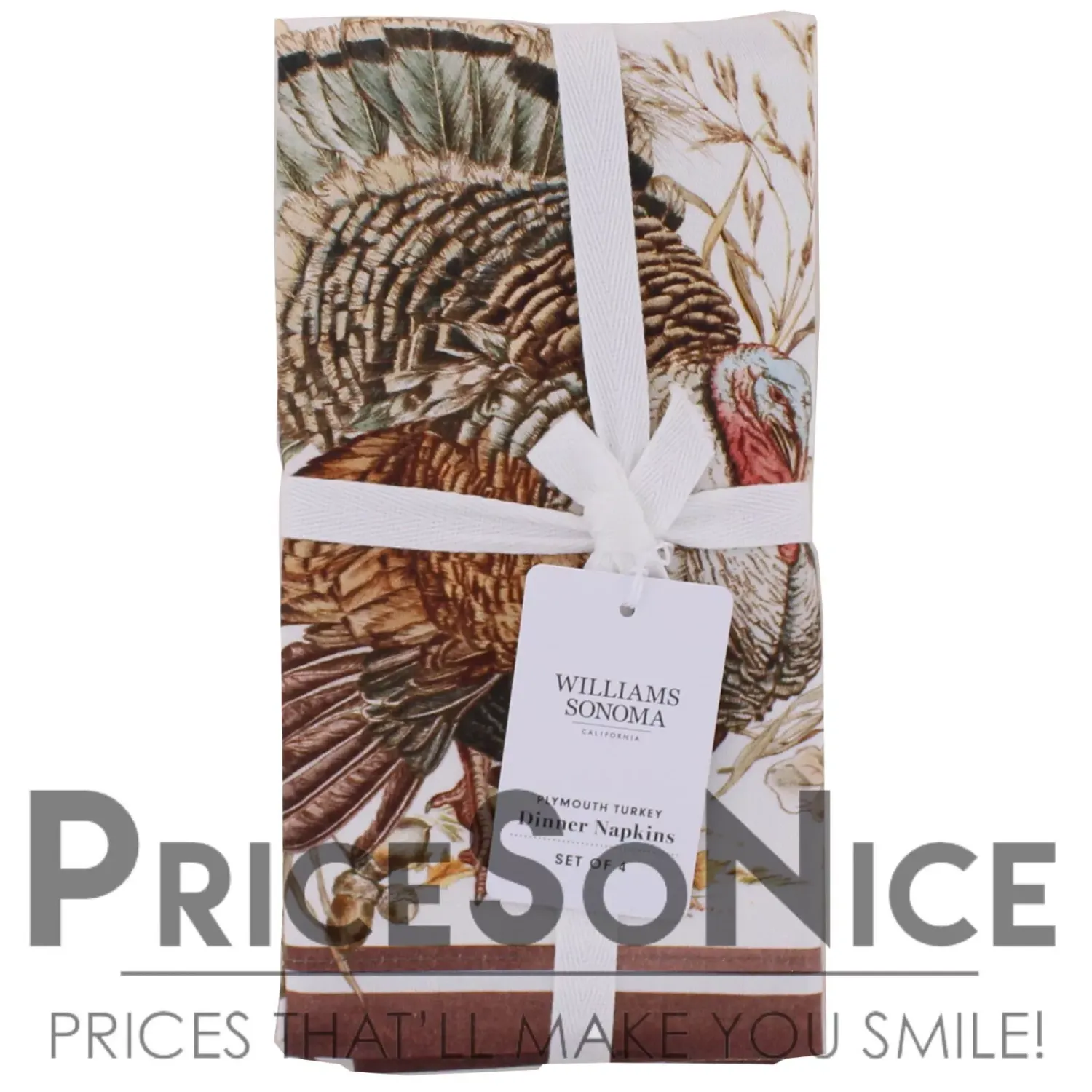 Williams Sonoma Plymouth Turkey Napkins, Set of 4 MSRP $40