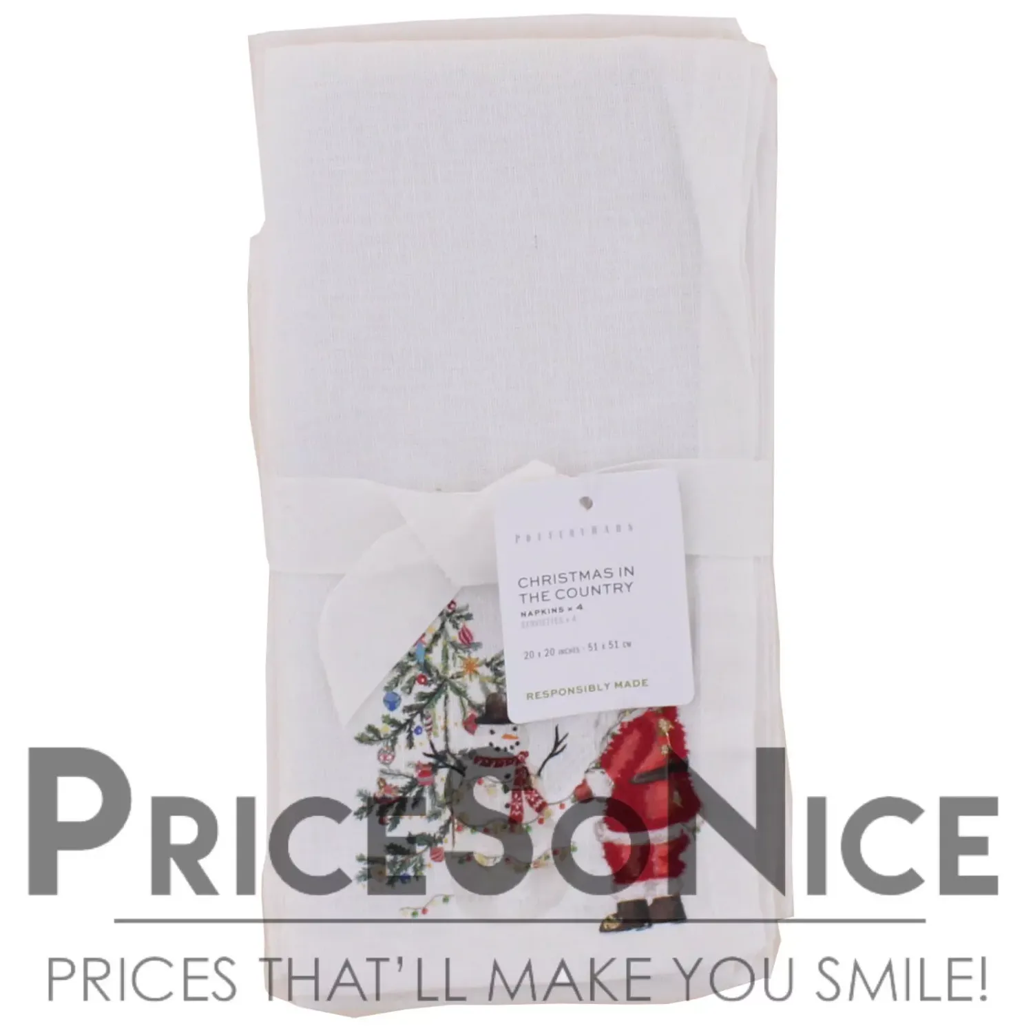 Pottery Barn Christmas in the Country Santa Napkins - Mixed Set of4 MSRP $48