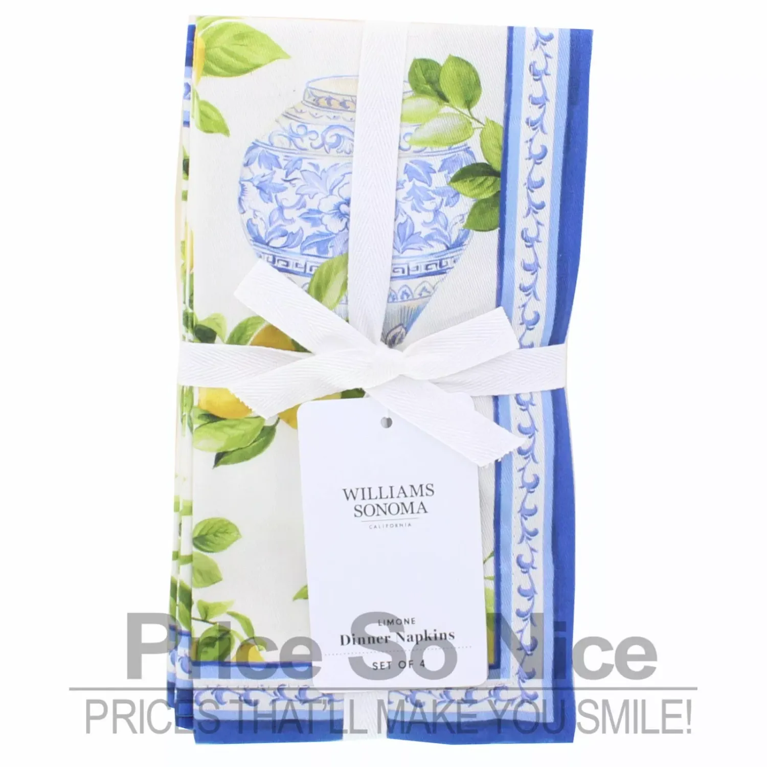 Williams Sonoma Limone Dinner Napkins - Set of 4 MSRP $50