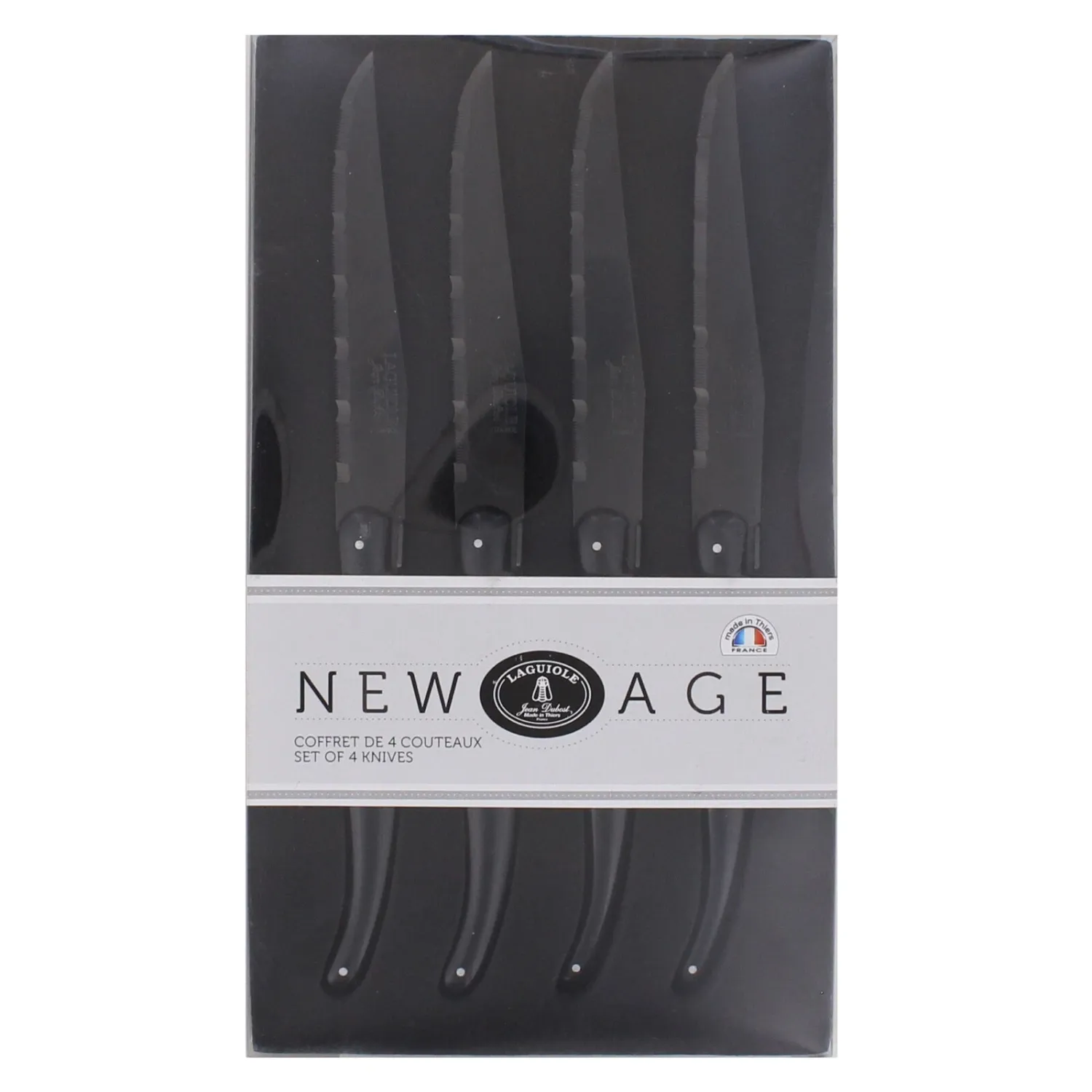 Jean Dubost Laguiole New Age Black Steak Knives, Set of 4 MSRP $100