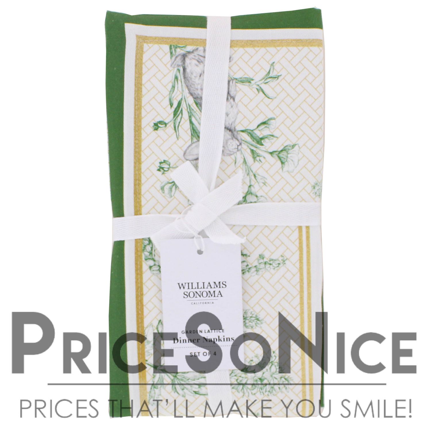 Williams Sonoma Garden Lattice Napkins, Set of 4 MSRP $50