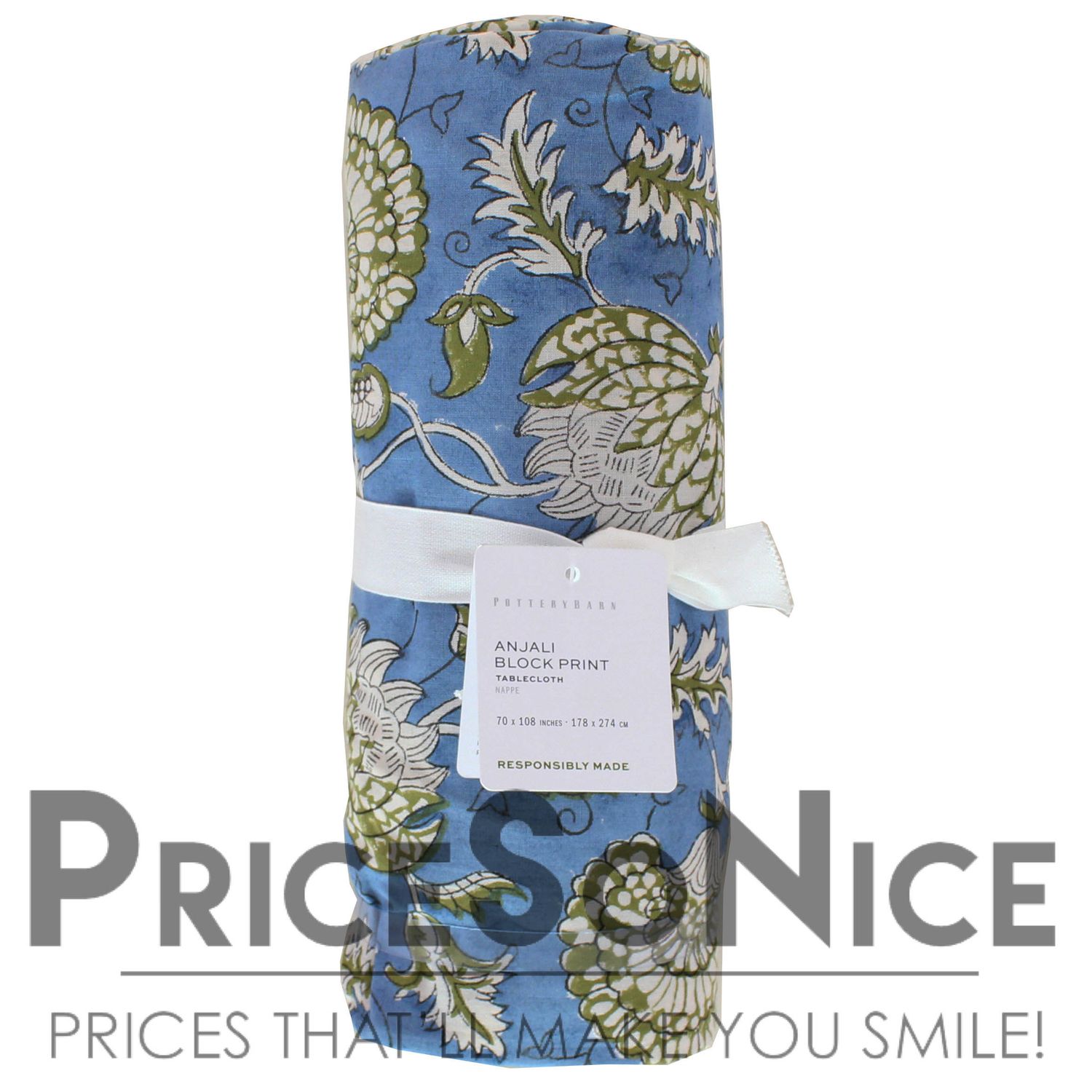 Pottery Barn Anjali Block Print Tablecloth - 70x126&quot; MSRP $129