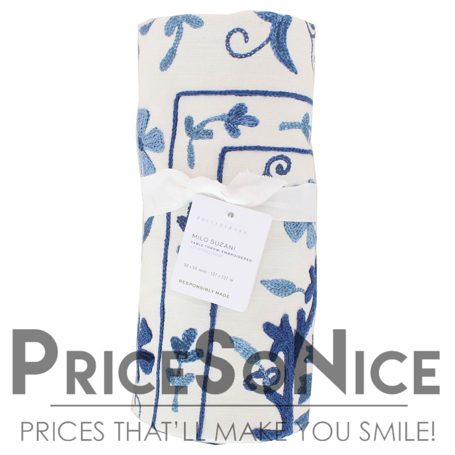 Pottery Barn Milo Suzani Embroidered Table Throw - 50x50&quot; MSRP $149.0