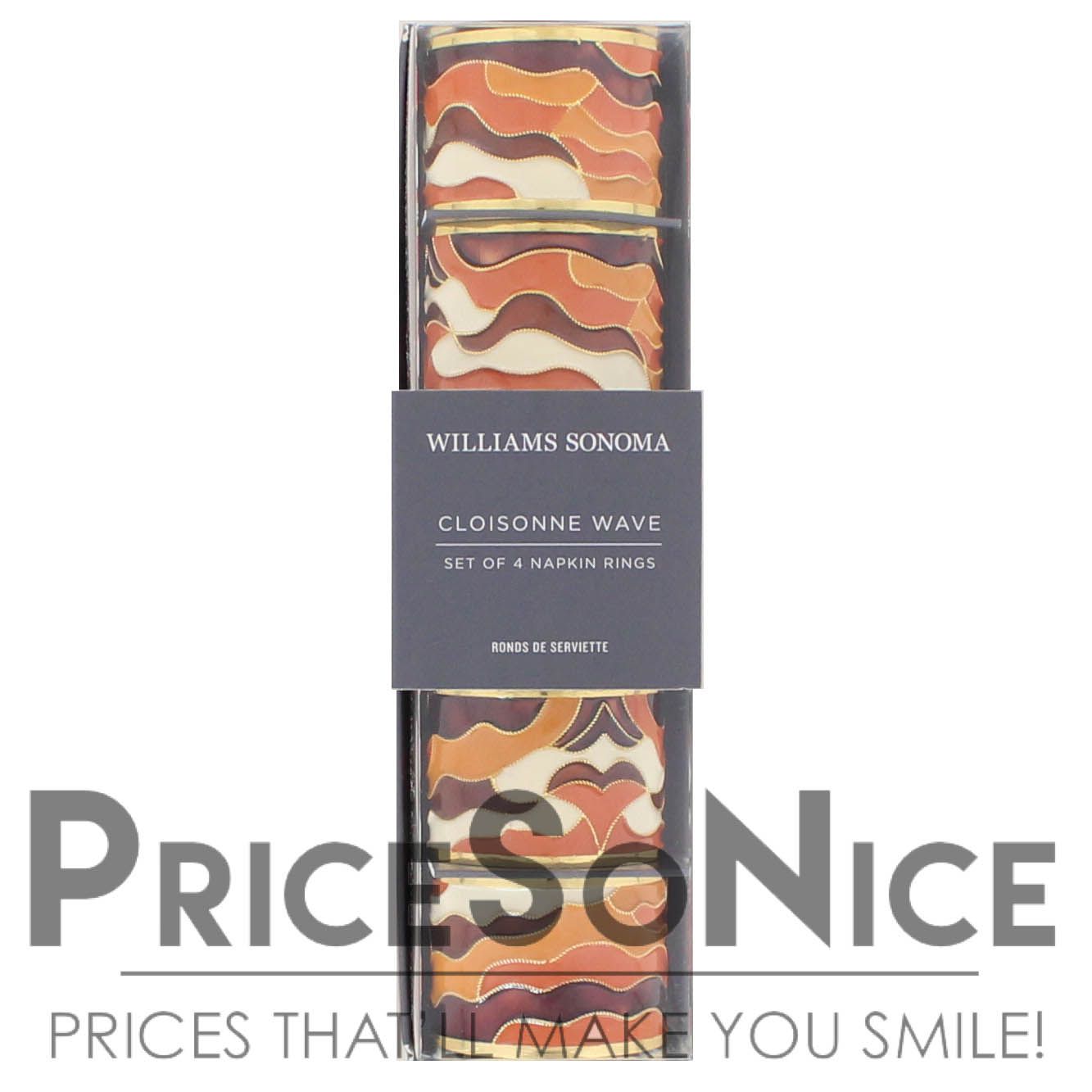 Williams Sonoma Cloisonné Wave Napkin Rings, Warm, Set of 4 MSRP $100