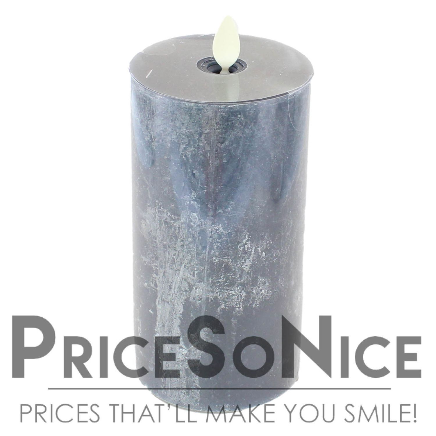 Pottery Barn Flickering Flameless Pillar Candle Navy Salt Washed 3x6&quot; MSRP $69