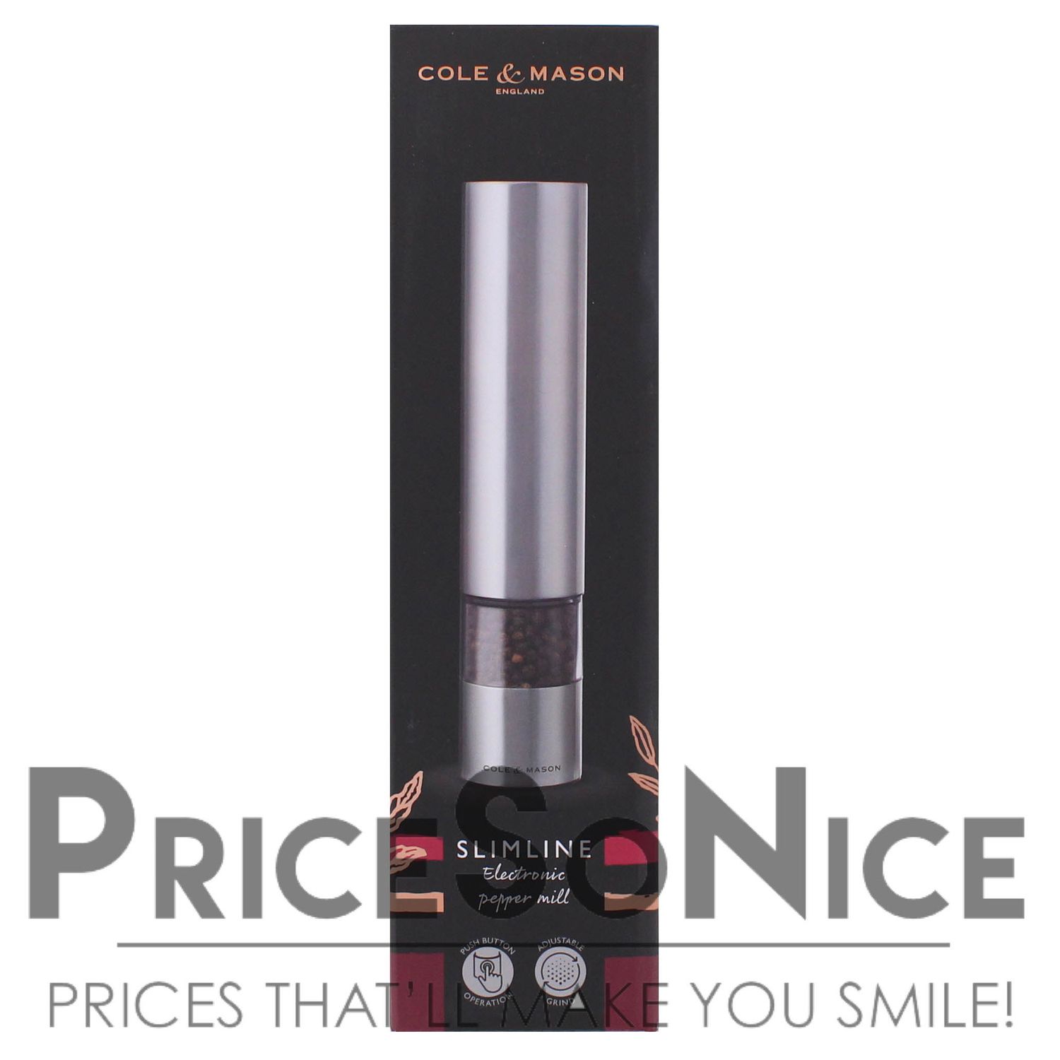 Cole &amp; Mason Electric Slim line Pepper  Mill MSRP $100