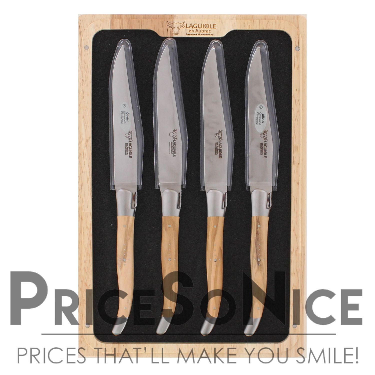 Laguiole En Aubrac Olivewood Steak Knives, Set of 4 MSRP $500