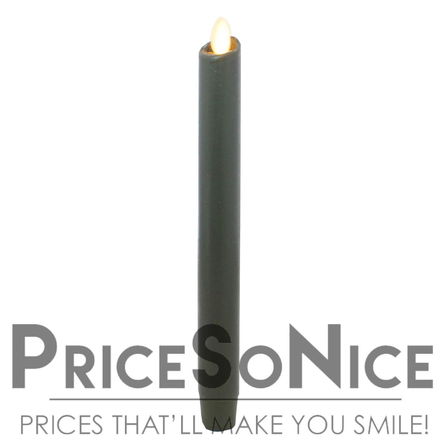 Pottery Barn Flickering Flameless Moss Green Taper Candle - 8&quot; - MSRP $59