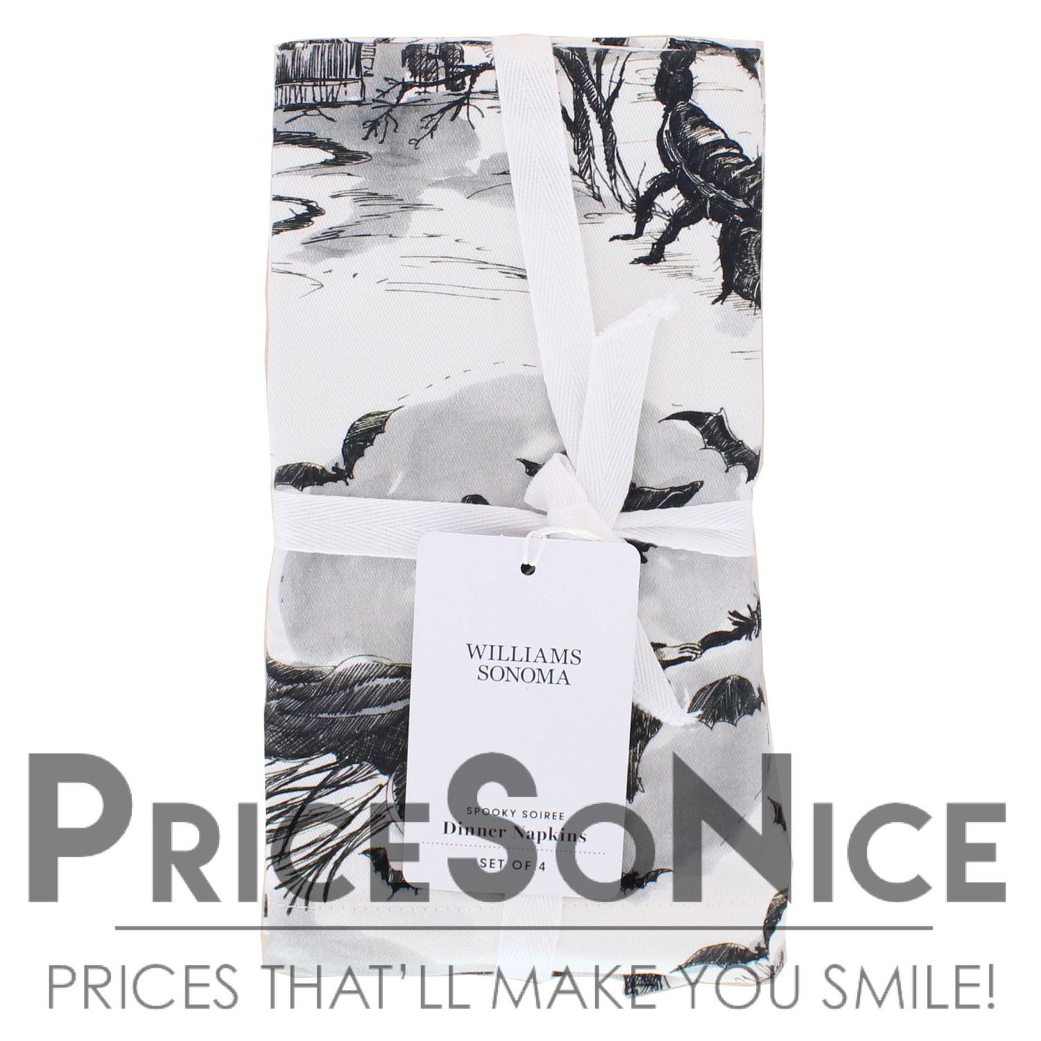 Williams Sonoma Spooky Soirée Toile Napkins, Set of 4 MSRP $50