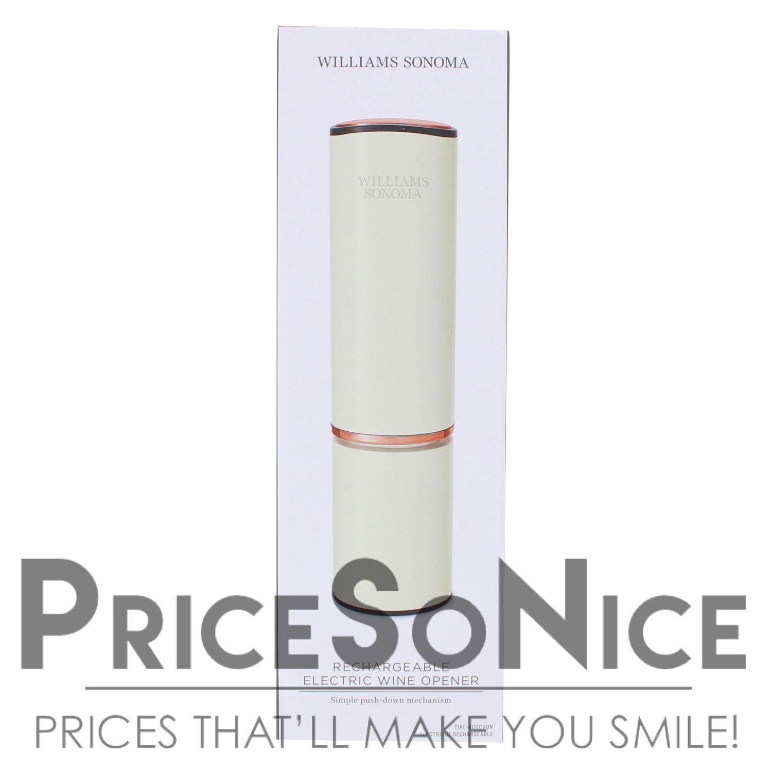 Williams Sonoma Electric Rechargeable Wine Opener, Cream MSRP $130