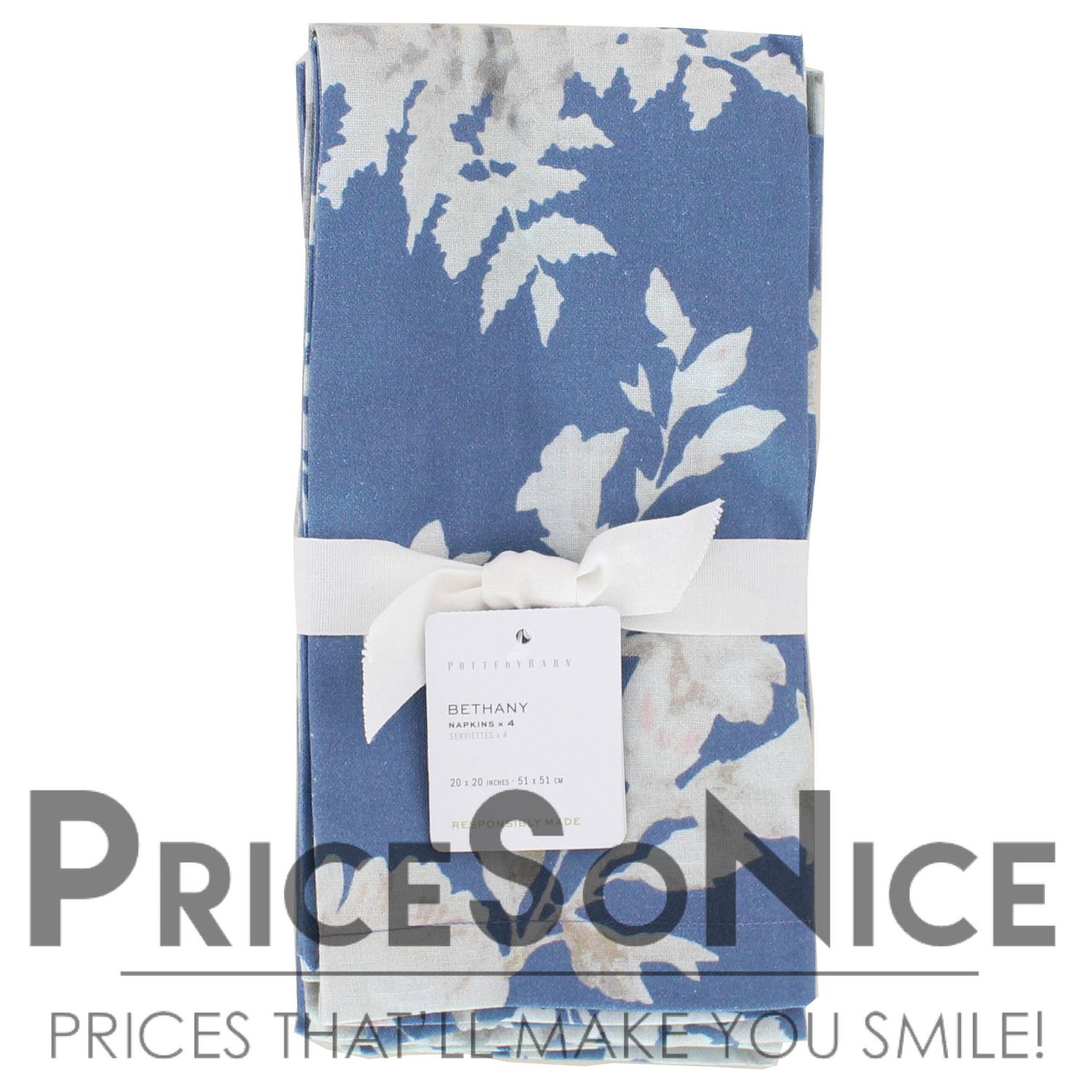 Pottery Barn Bethany Organic Cotton Napkins - Set of 4 MSRP $48