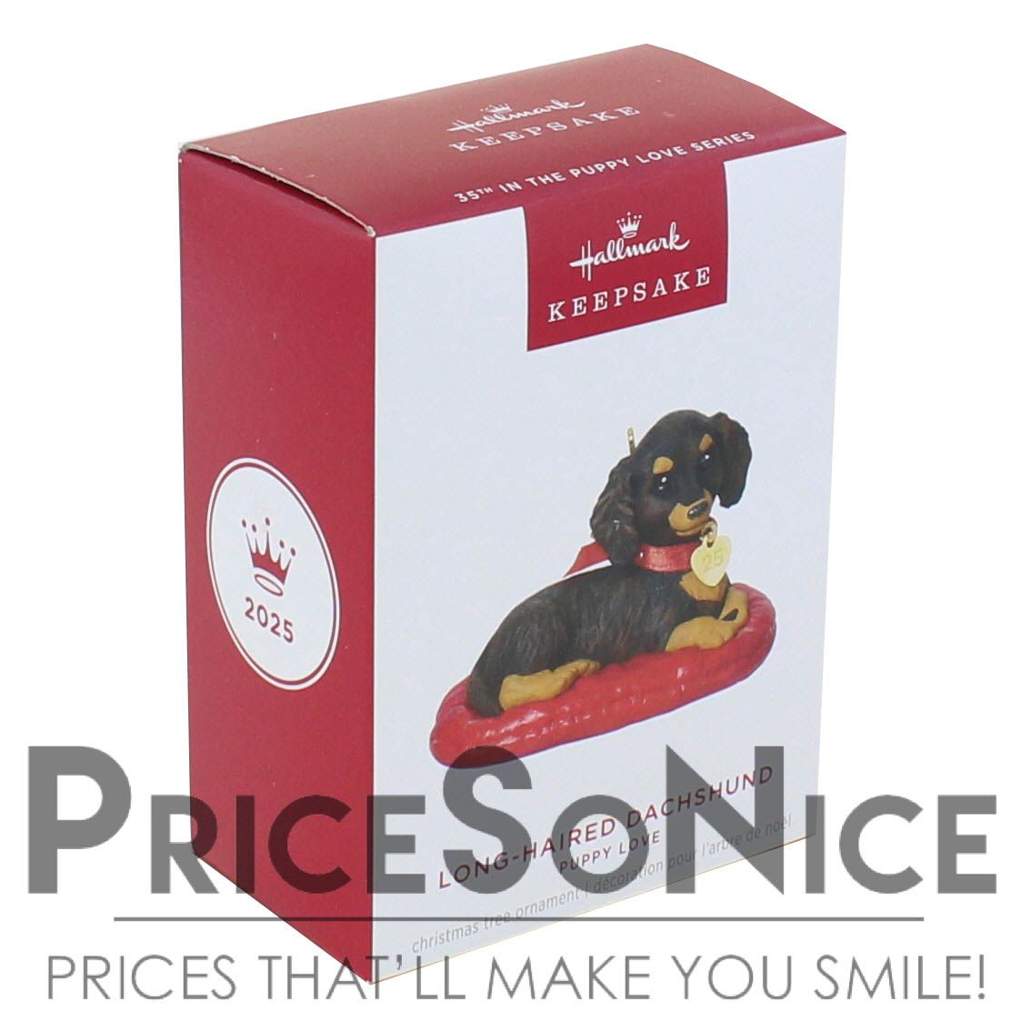 Hallmark Ornament 2025 Puppy Love Long-Haired Dachshund BAD BOX
