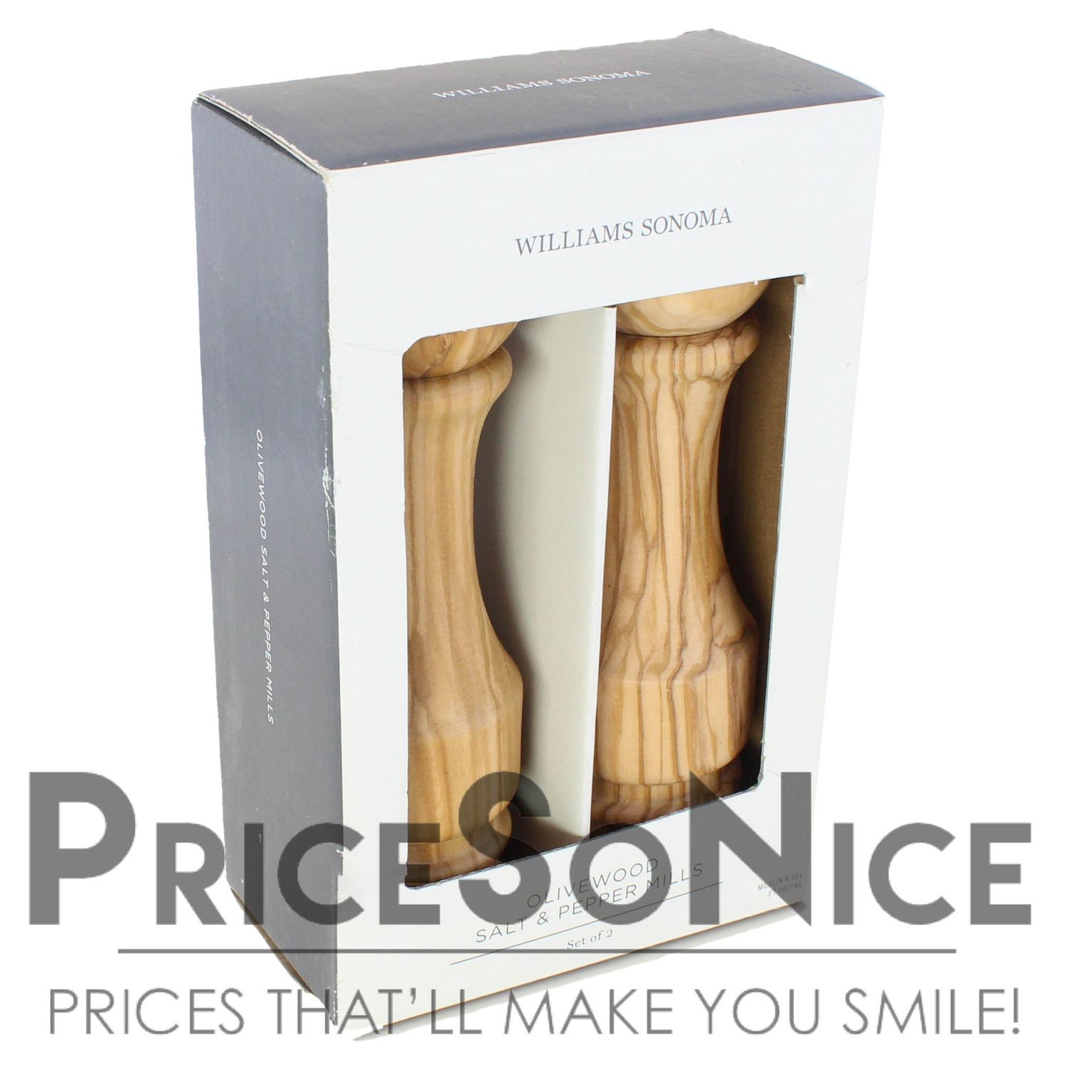 Williams Sonoma 7" Traditional Olivewood Salt &amp; Pepper Mills, MSRP $160